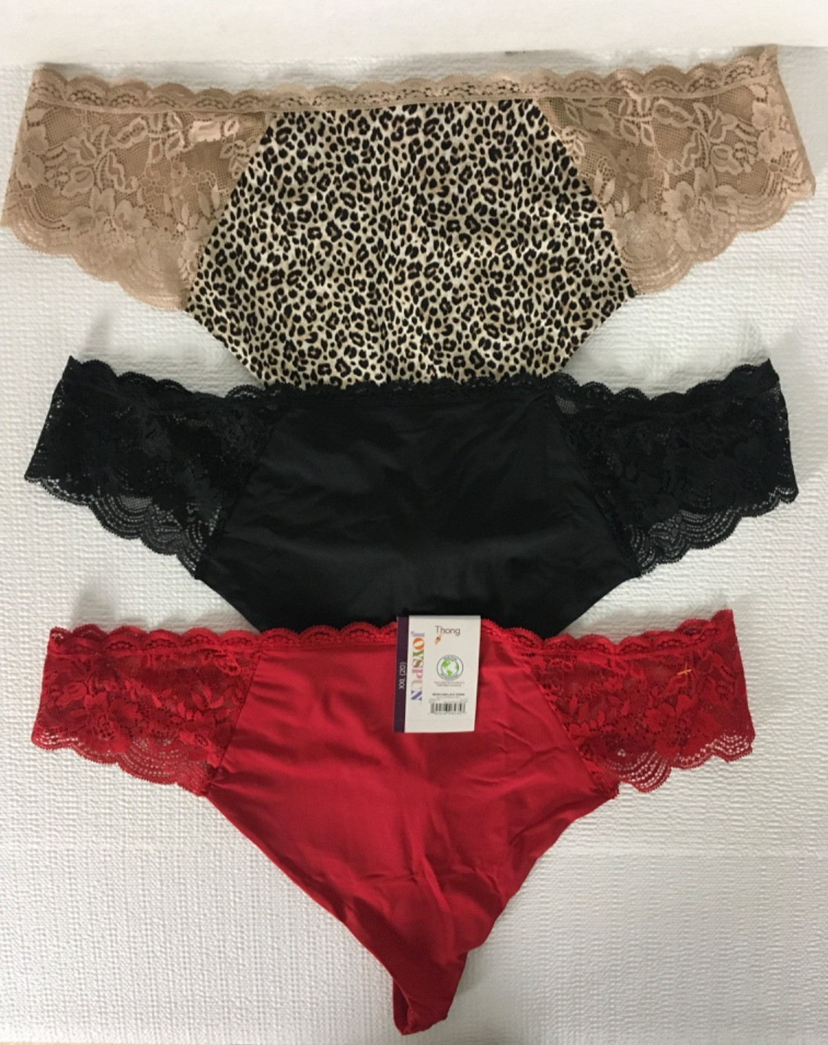Joyspun 3 Pack Thong Underwear Women Size XXL 20 Red Black Leopard Print New