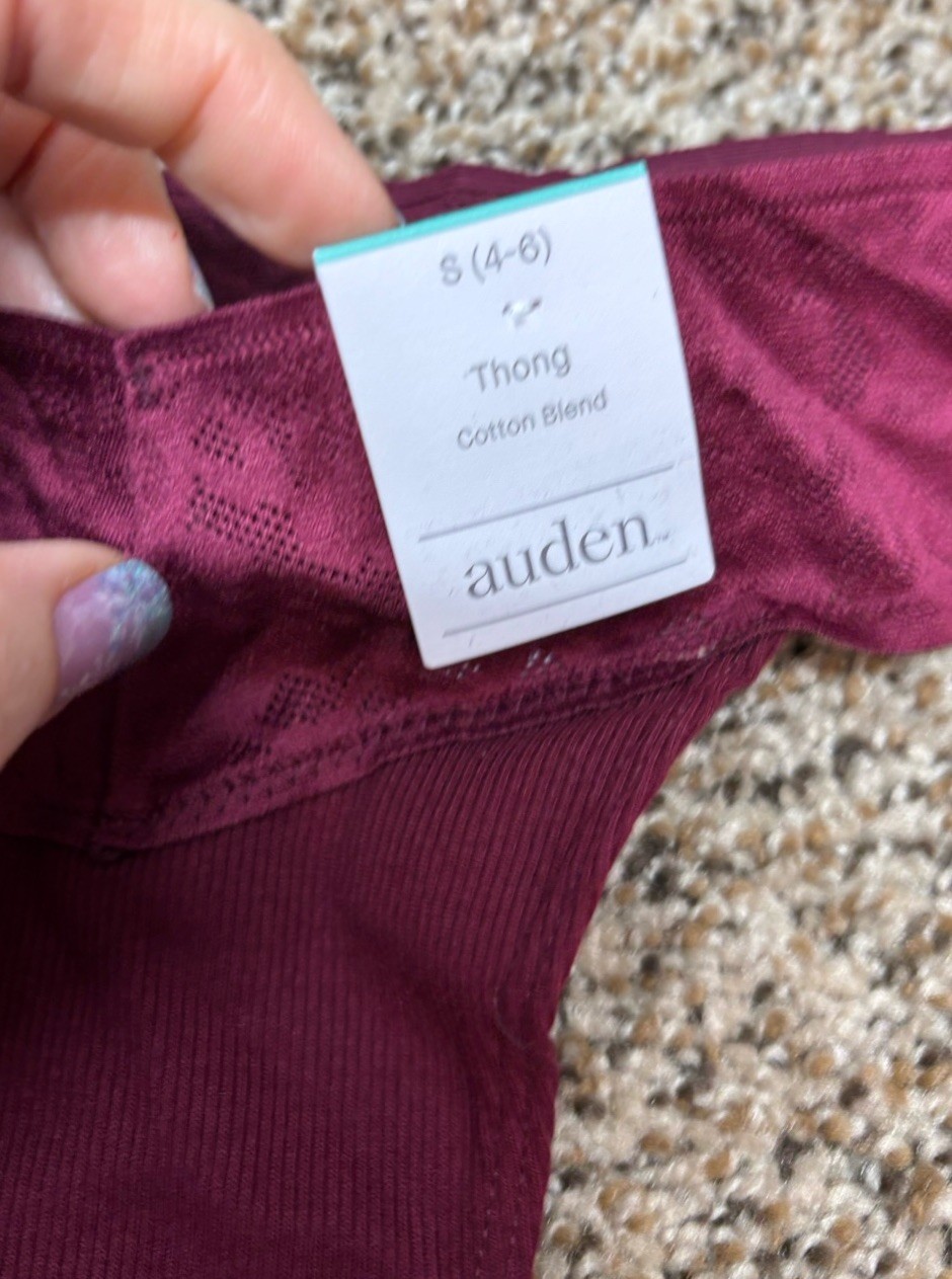 Auden Burgundy Cotton Blend Thong. Size: S (4-6).