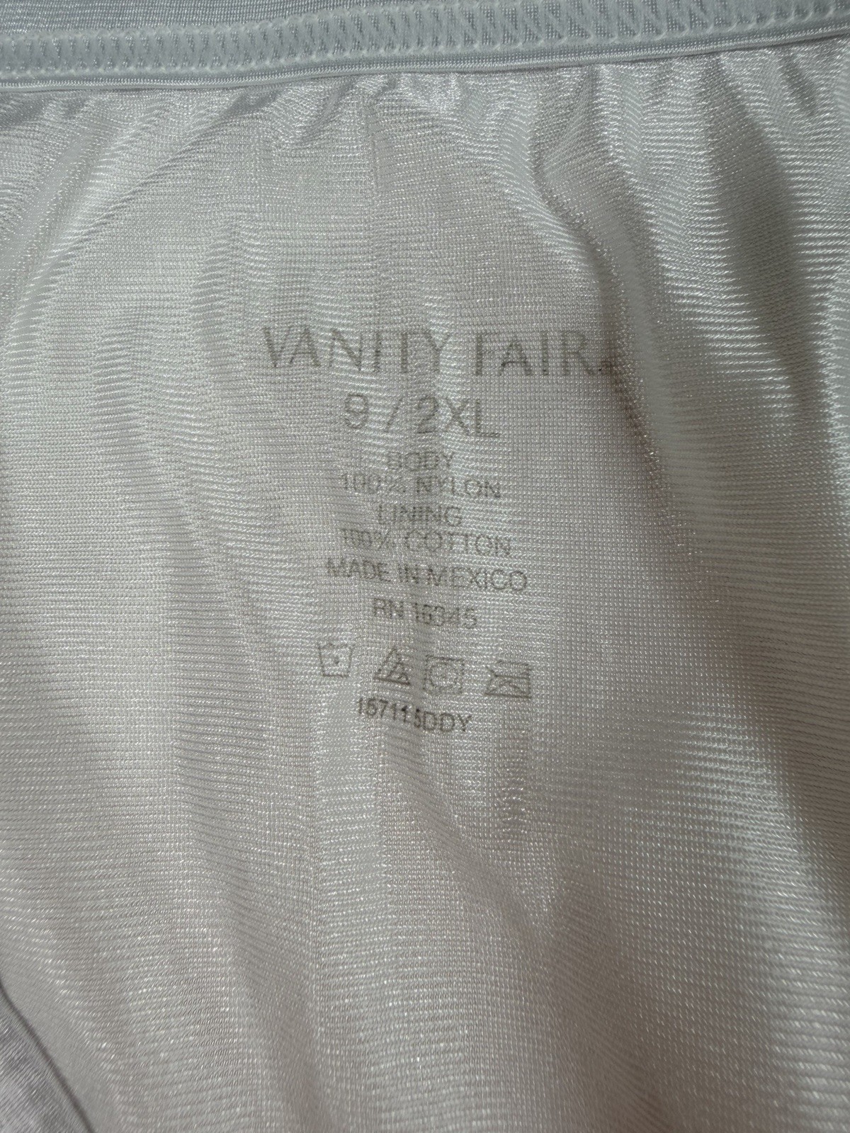 lot 2 Vanity Fair nylon Cotton Briefs Size 9 3XL White NEW 16345 15712