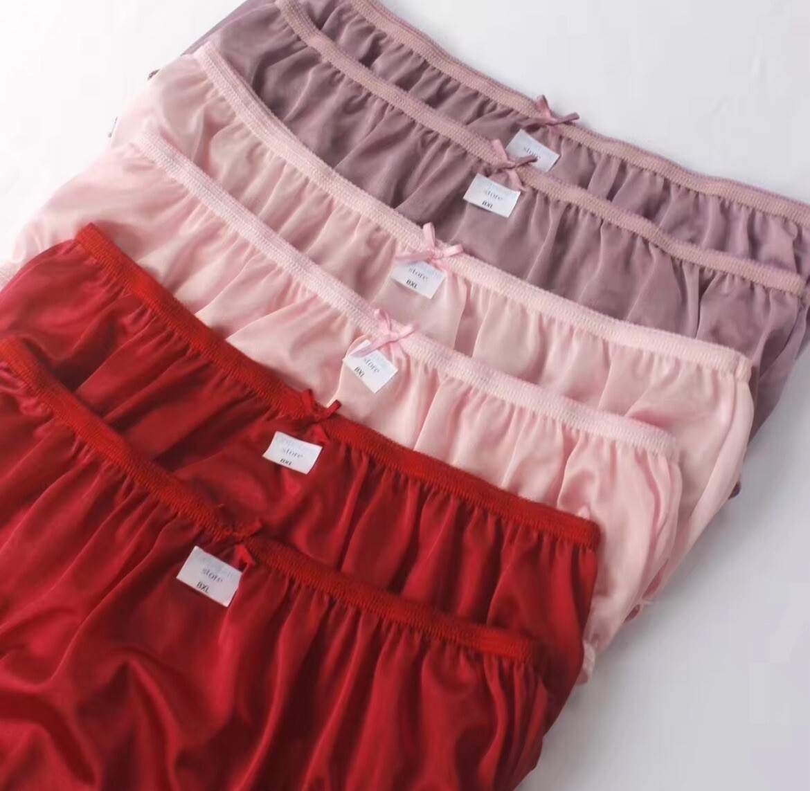 6-Pack Women Bikini Panties XL Nylon Red Waist 30-36” Hip 38-44” Soft Briefs