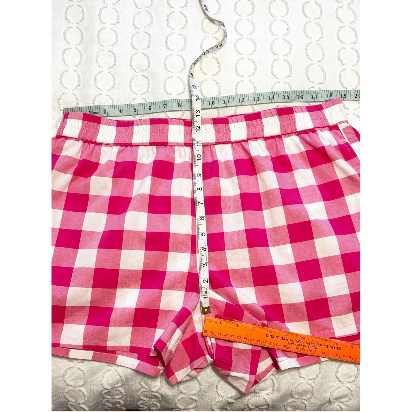 Lands’ End Poplin Sleep Boxer Shorts size XL NWT Hot Pink Gingham