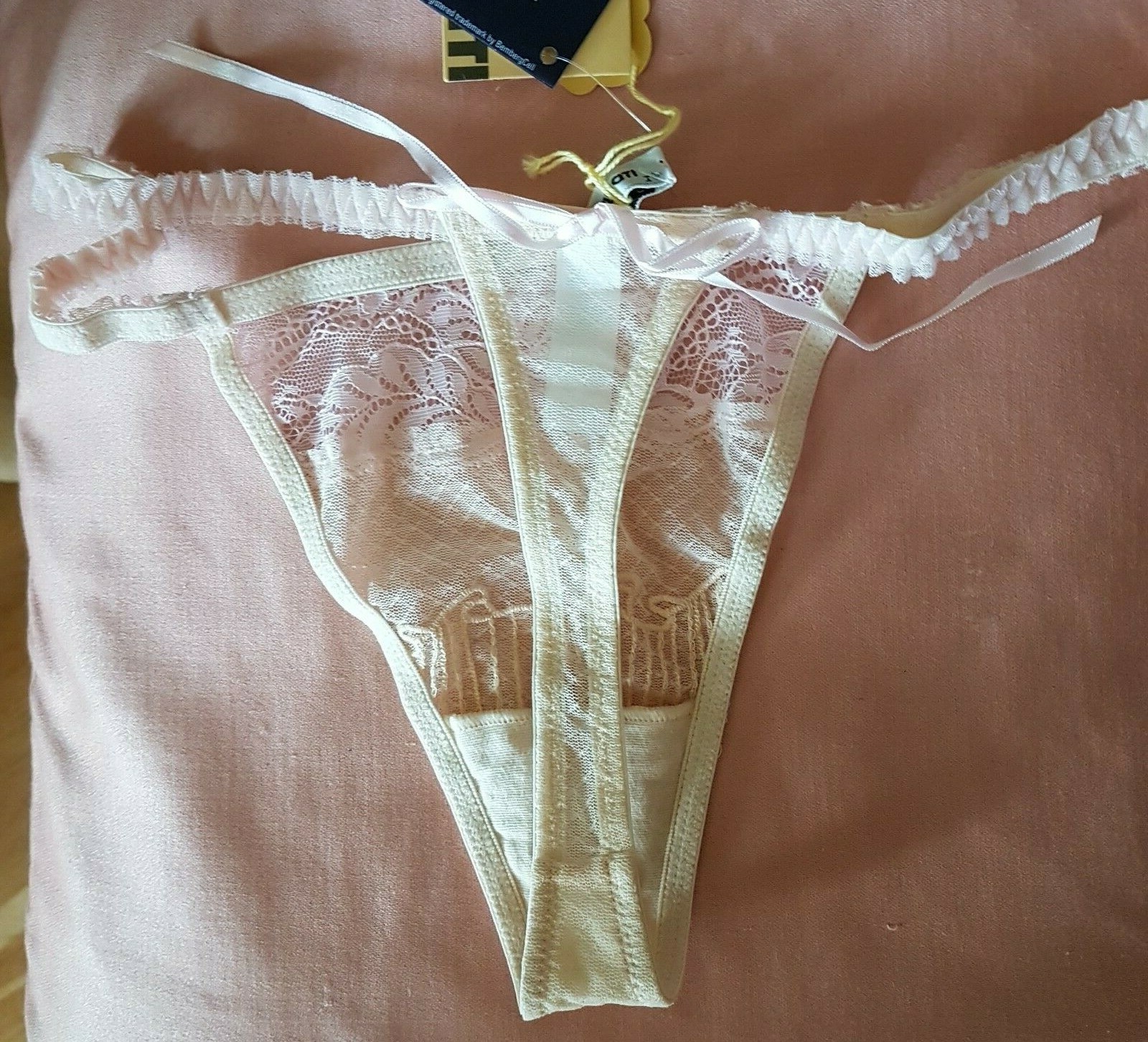 Bacirubati NEOTIS CIPRIA String Sided Beige/Pink Mesh/Lace Hipster Thong