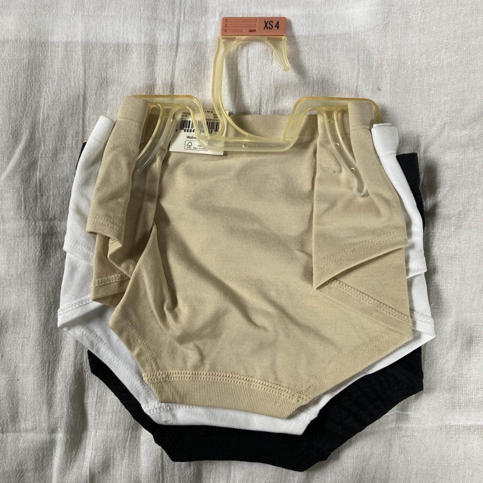 Secret Treasures XS 4 Hipster 3-Pack NOS Nylon Spandex Panties Black Beige White