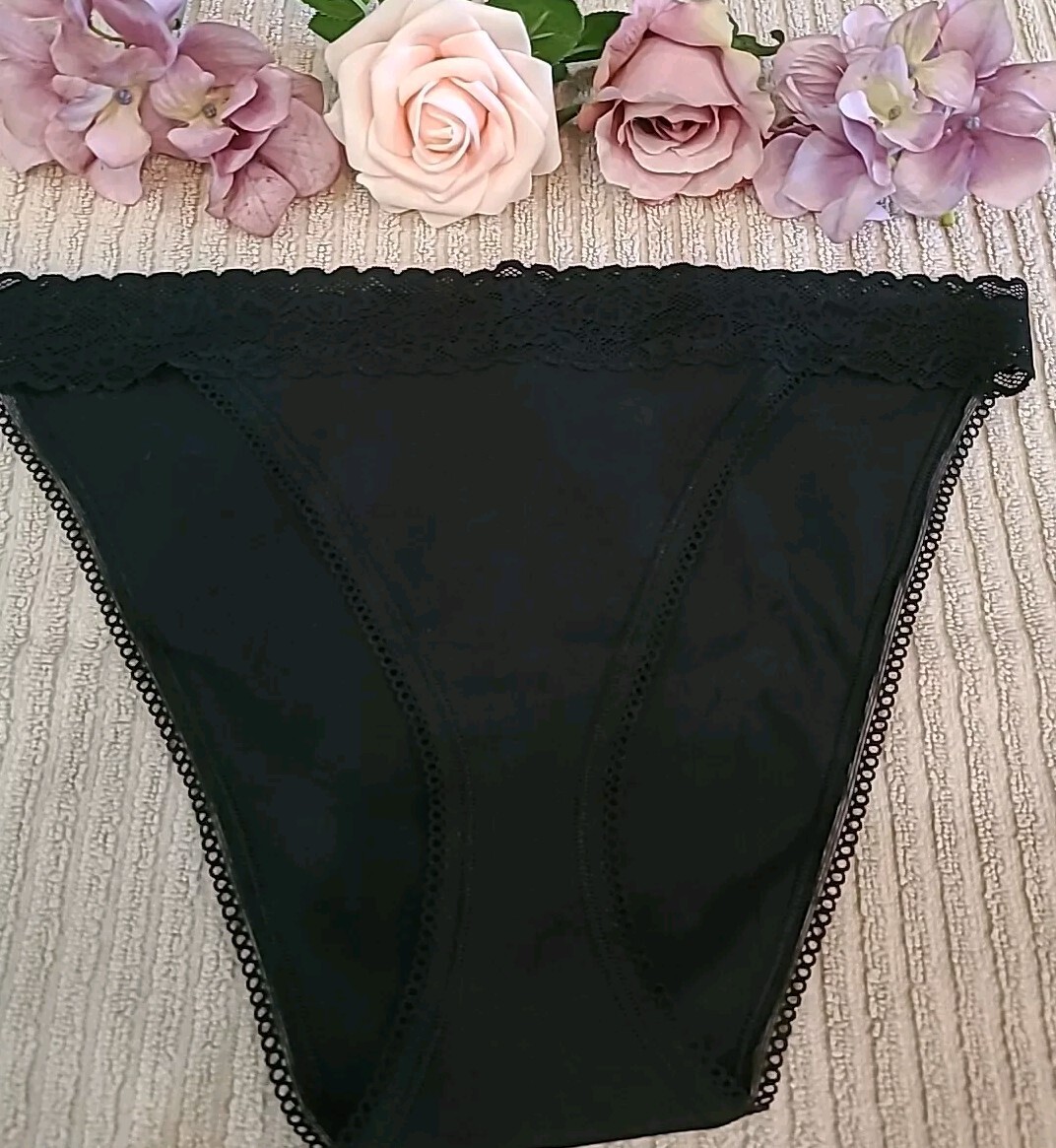 SAVAGE FENTY LINGERIE BY RIHANNA BK COTTON Hi Cut WAIST BIKINI PANTY Medium nwt