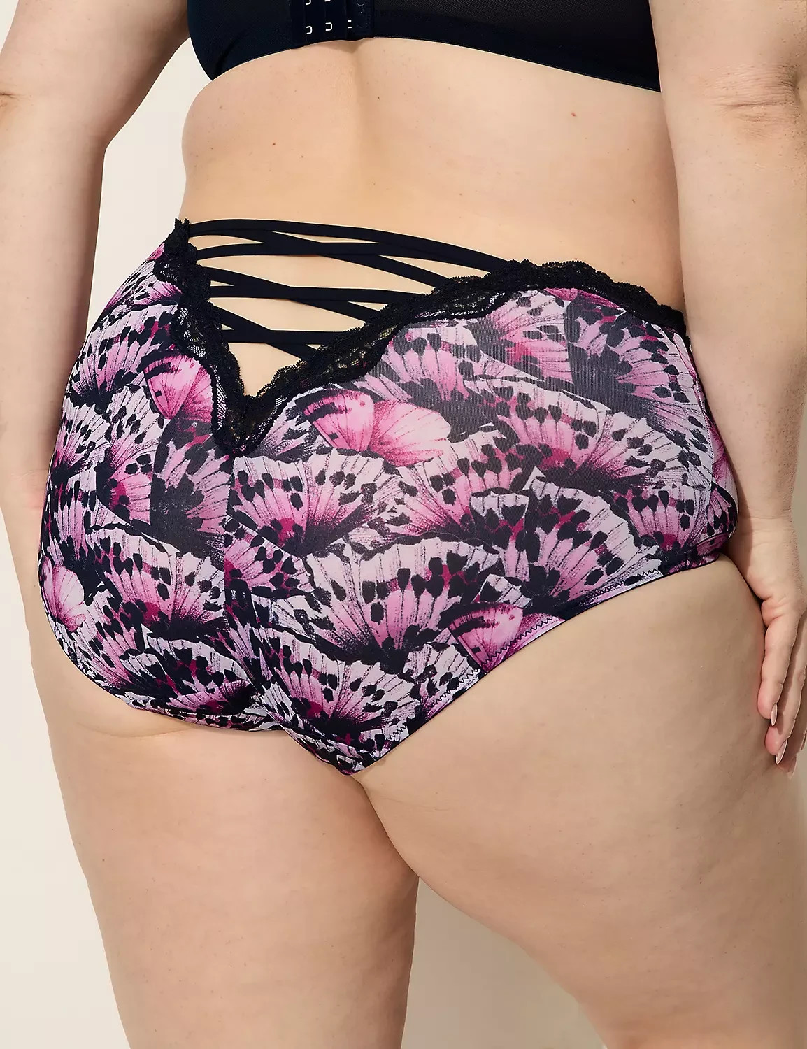 Cacique Seriously Sexy Strappy-Back Cheeky Panty black Lace Size 22 24