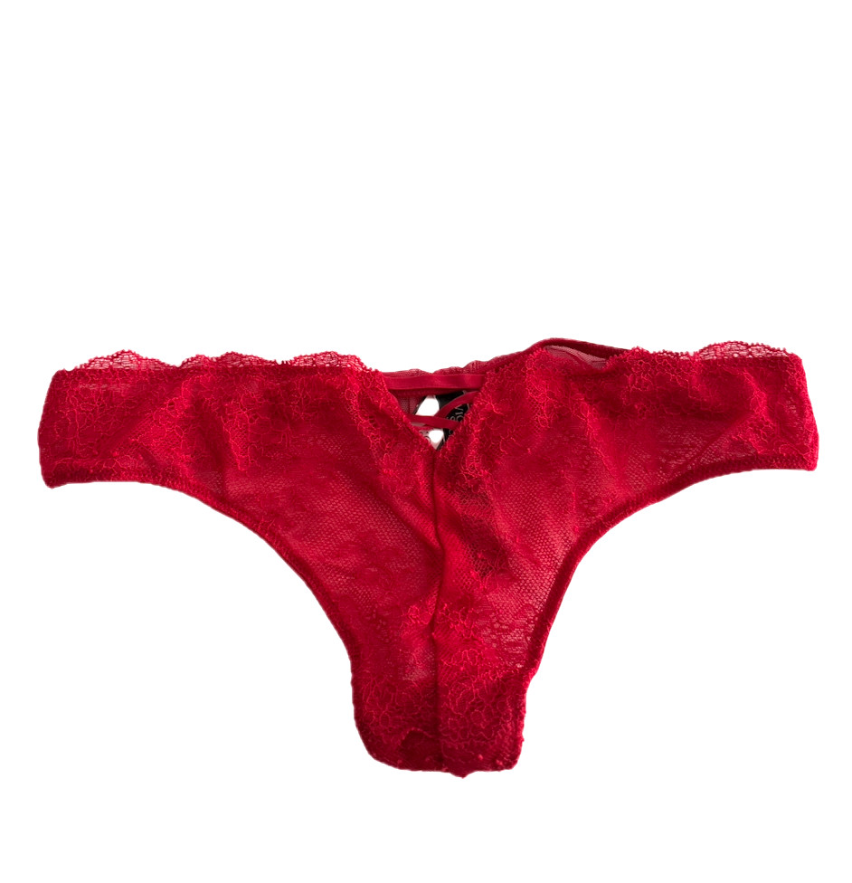 Victoria’s Secret Very Sexy Lace-Up Chantilly Lace Thong Panty Deep Red