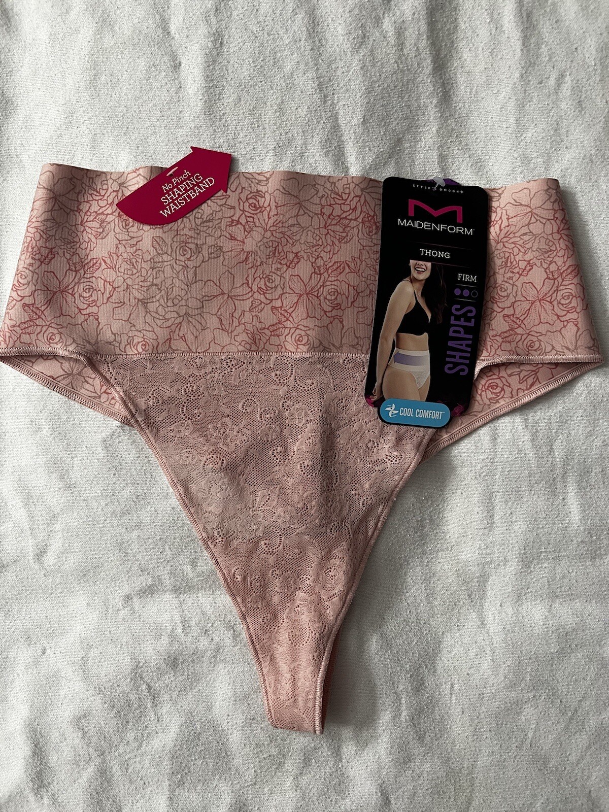 NEW Maidenform Womens Tame Your Tummy Lace Thong Panty Pink Pirouette Lace 2XL