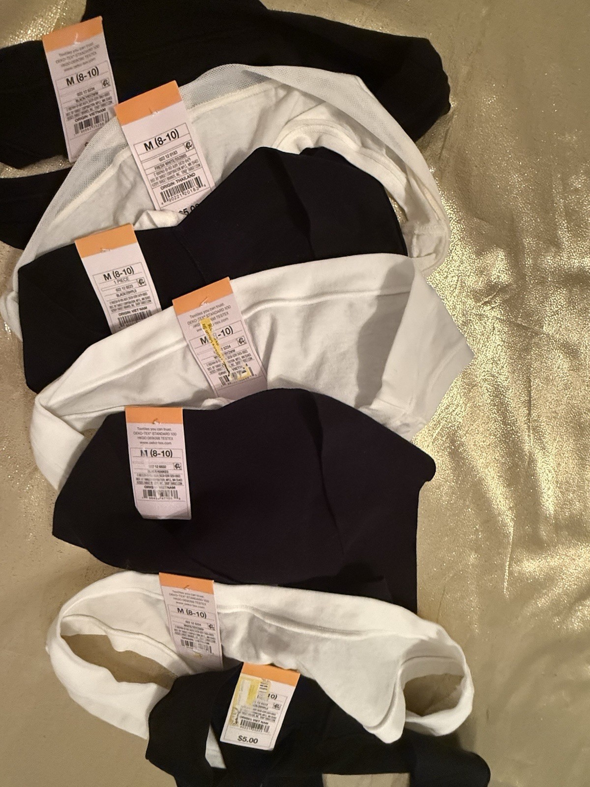 NWT 7 Pair Auden Soft Stretchy Thong Panties Black White Size Medium (8-10)