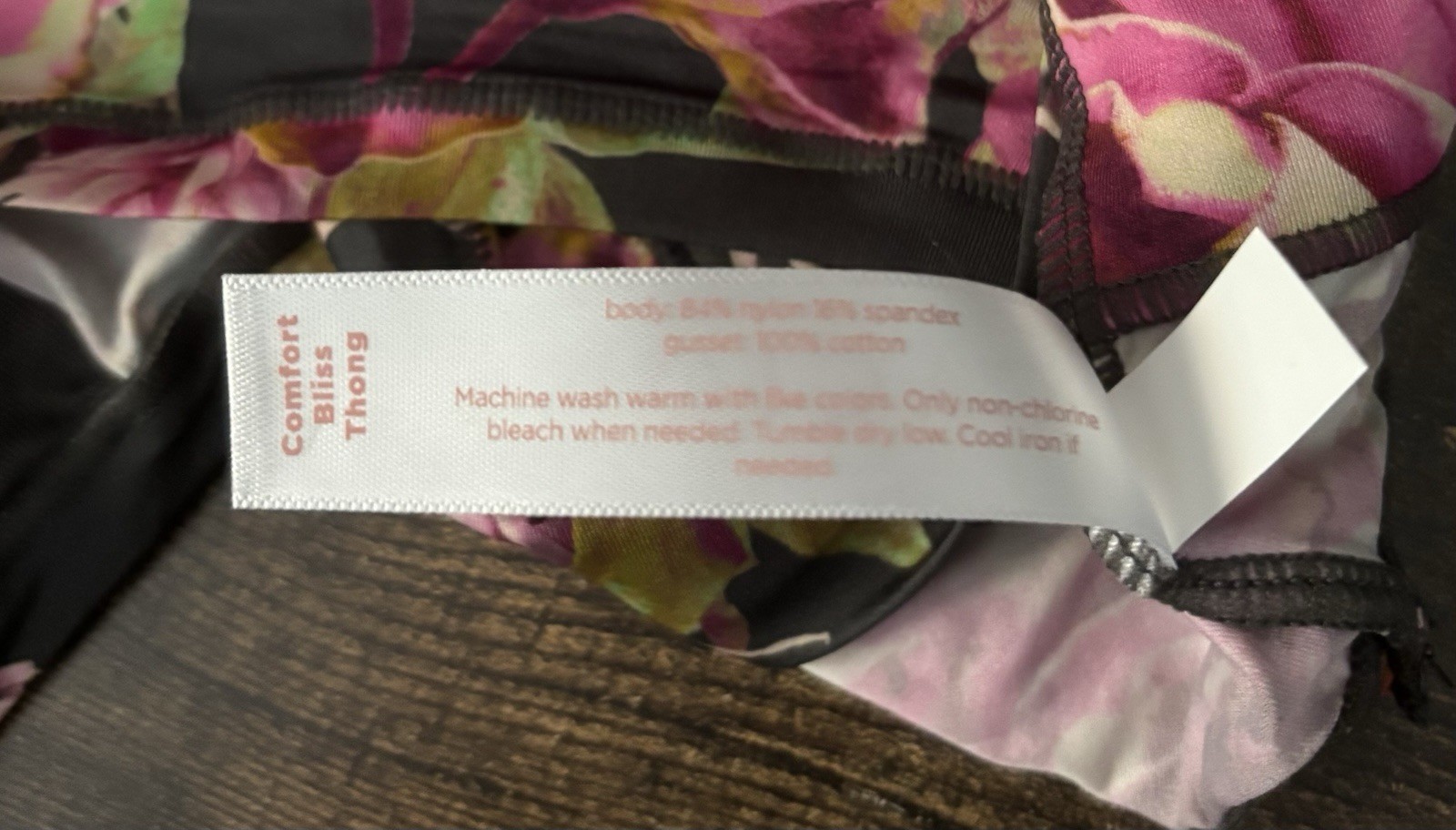 Plus Size 18/20 Lane Bryant Cacique Comfort Bliss Thong Nylon Gray Pink Flower