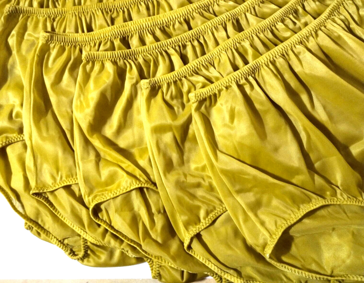 5 Nylon Panties/ High Waisted/ Double Nylon Layer Crotch/Dark Yellow/ XL