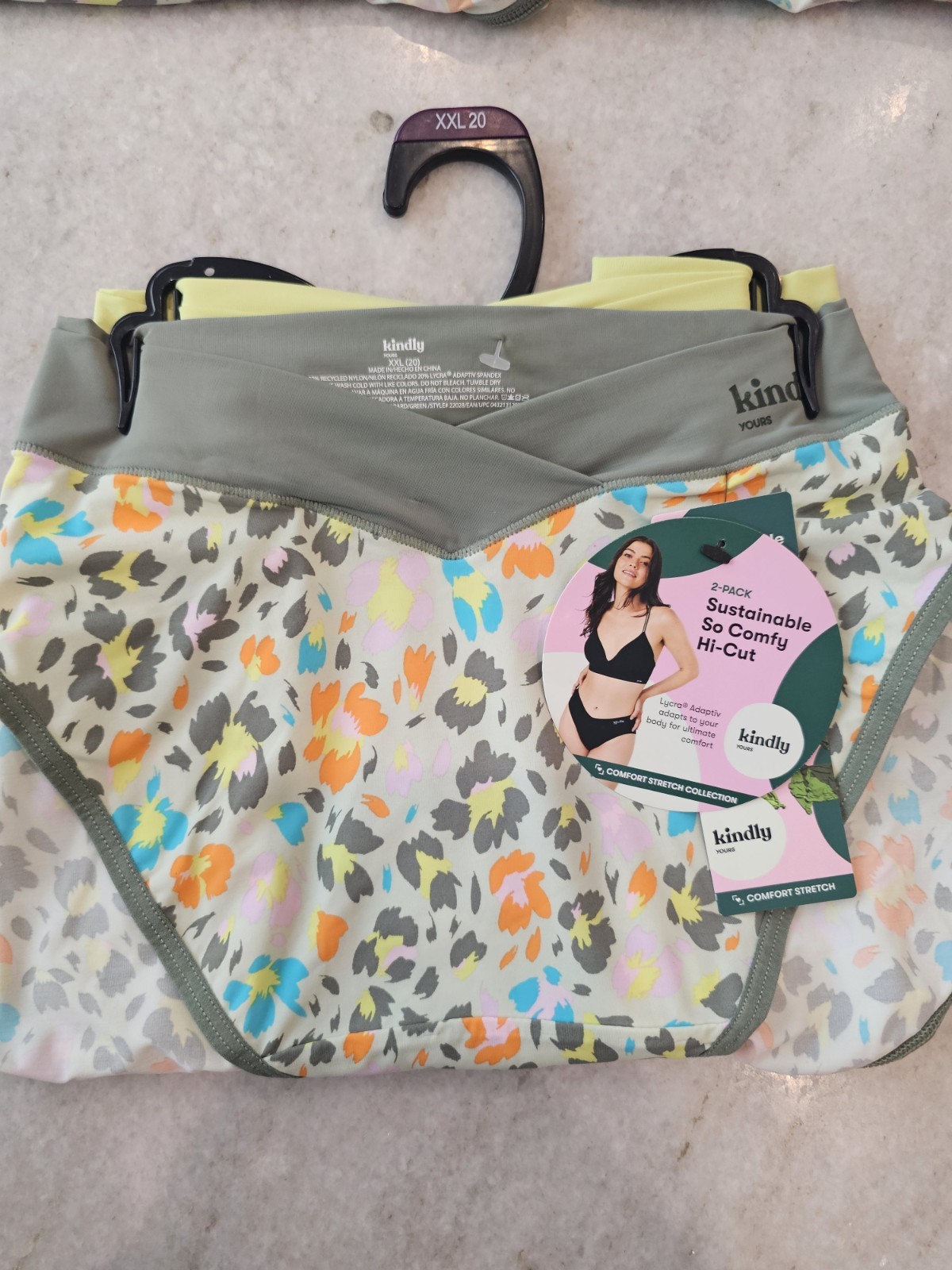 3 Kindly Yours Women’s So Comfy Crossover Waist High Cut Panties, 2-Pack XXL 20