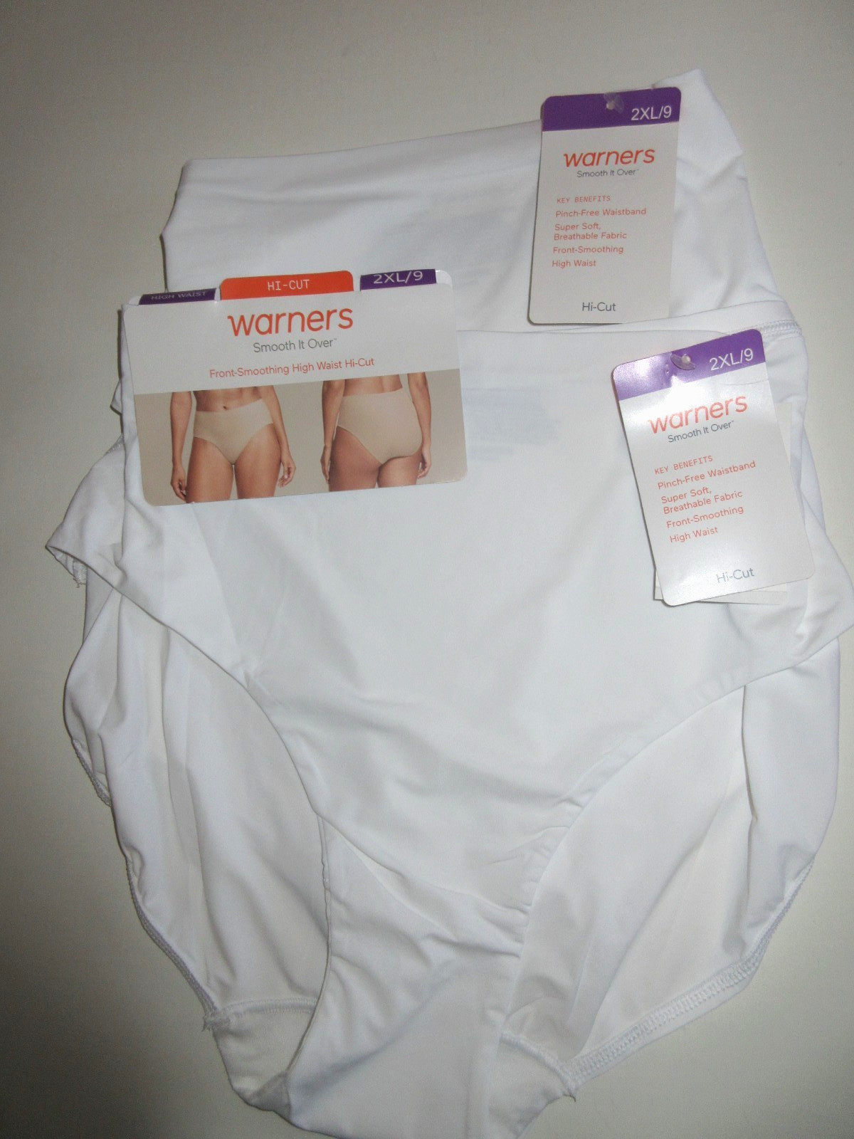 Warners 2-Pair HI CUT panties Smooth it over Front High waist RT9021 nylon 2XL/9