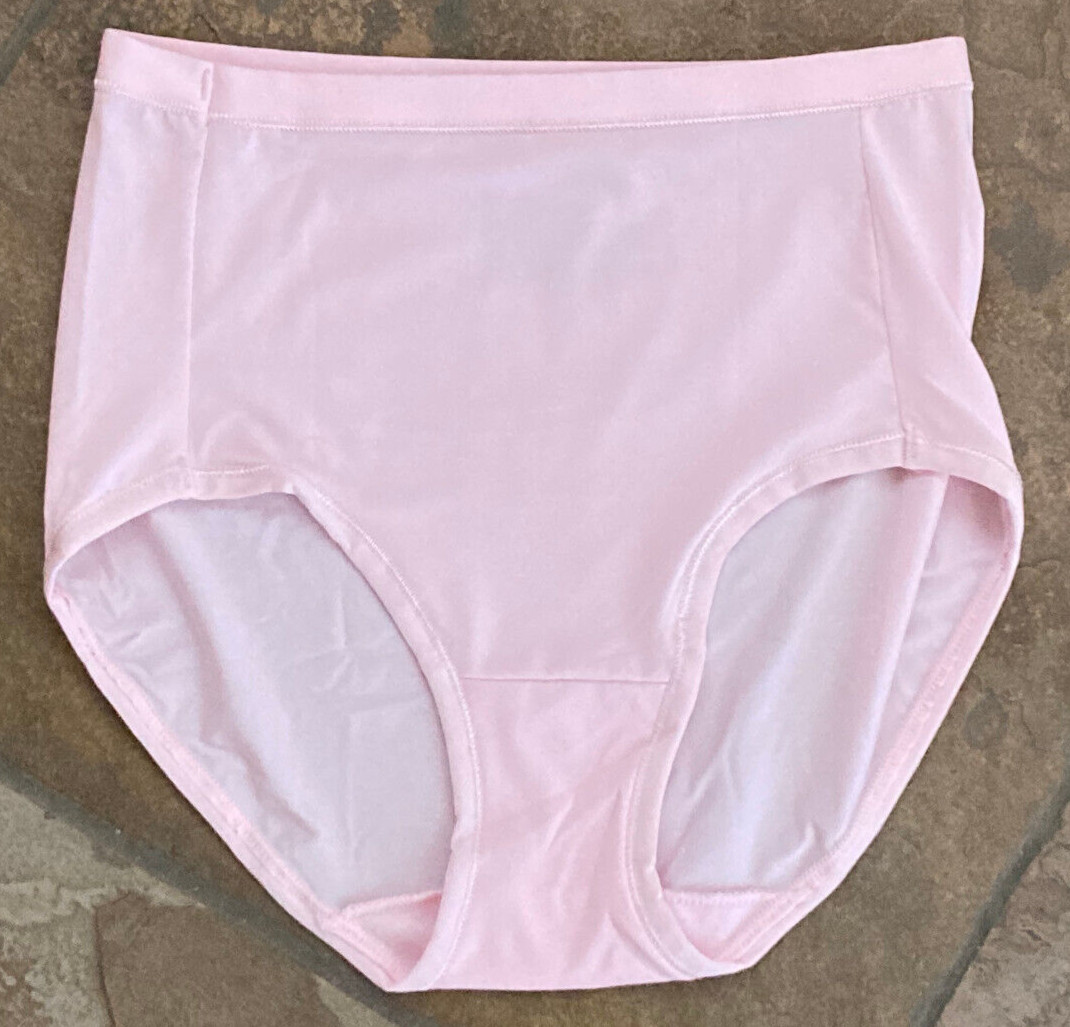 623 HANES 6/Med Pink Silky Smooth Shiny Modern Brief Panty NWOT #344