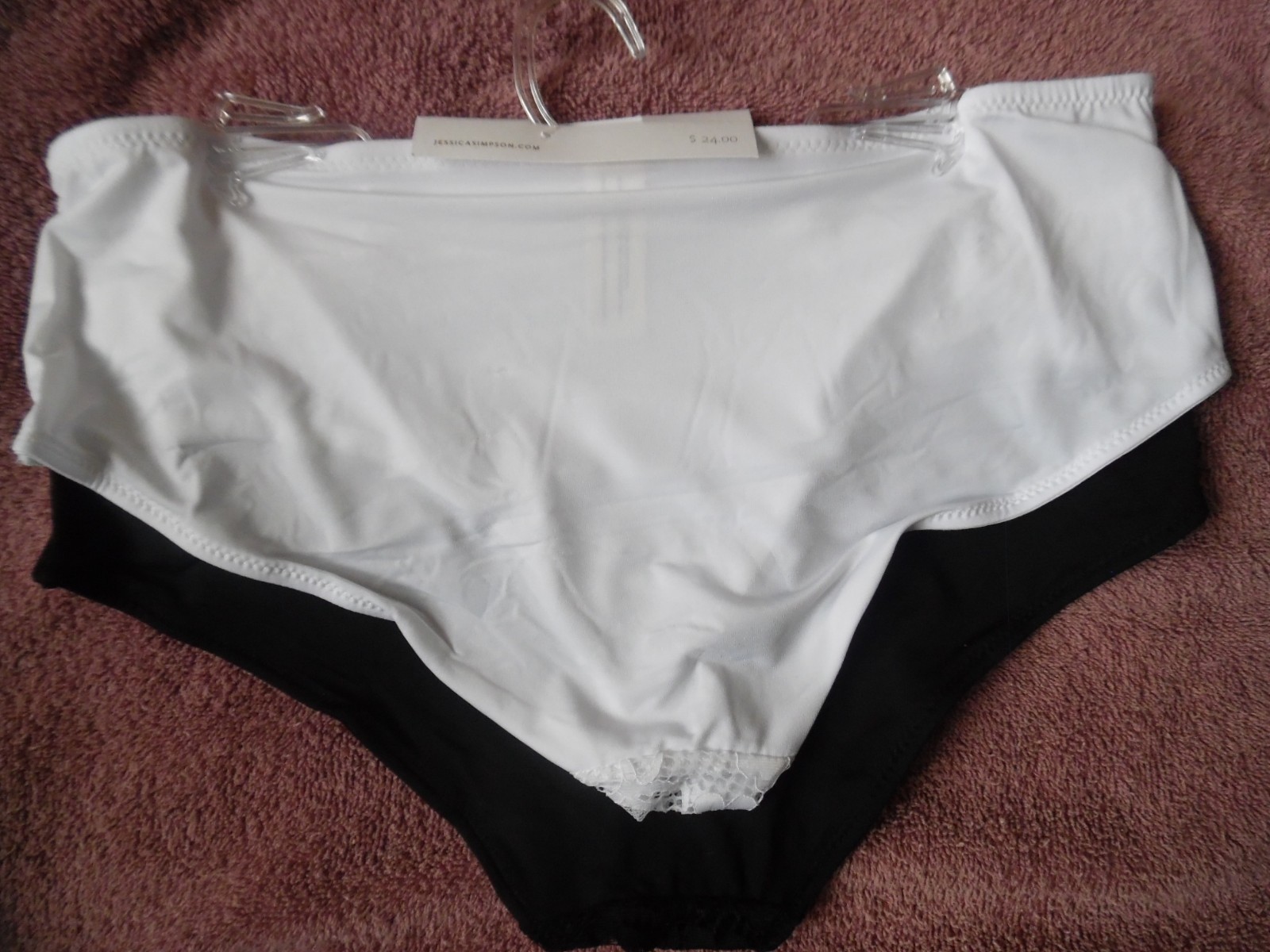 TWO NYLON SPANDEX JESSICA SIMPSON HIPSTER PANTIES 1-BLACK,1-WHITE LARGE L