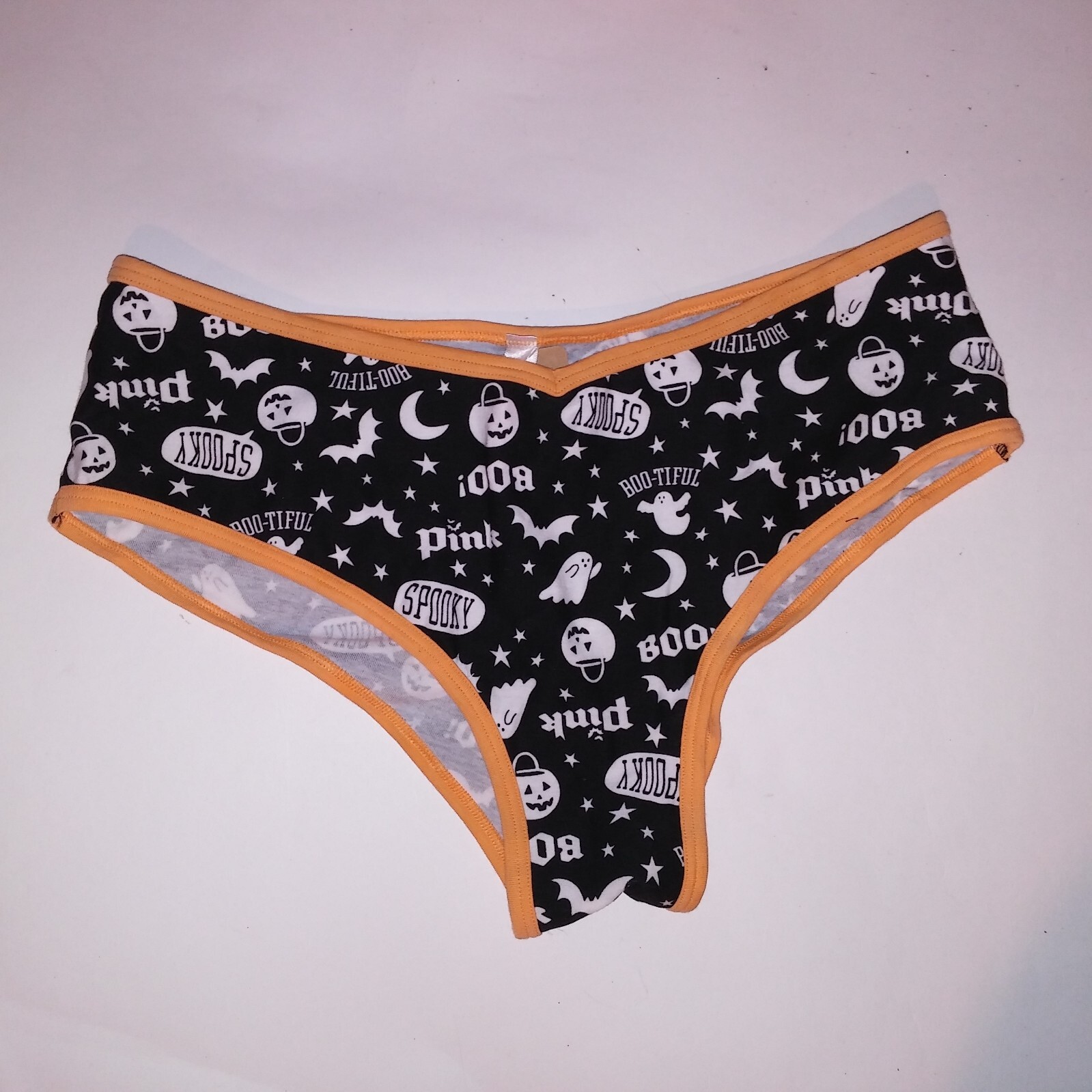 Victoria Secret PINK Panty Cheekster Black Orange White Halloween Ghost Pumpkin