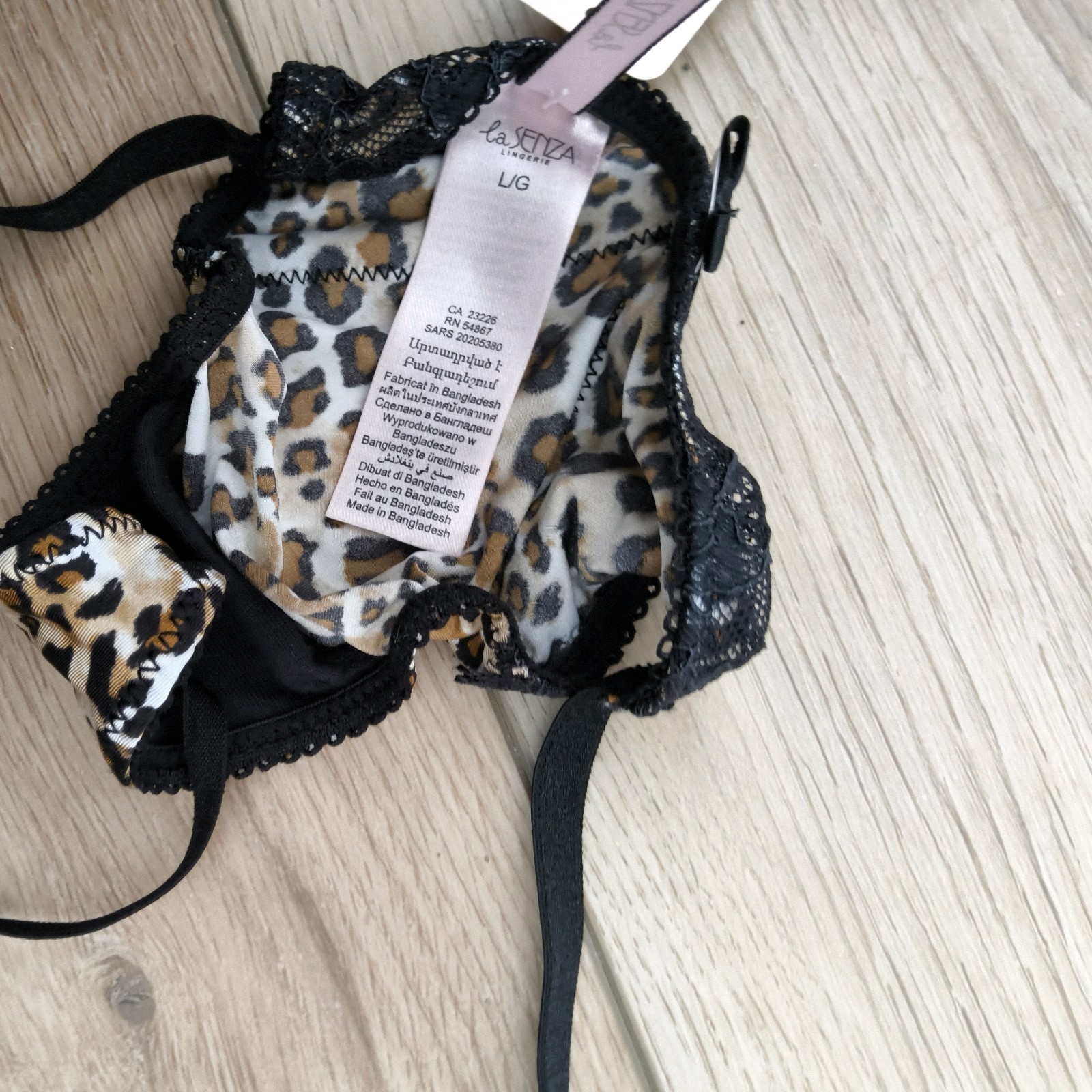 BNWT Vintage La Senza Lace Trim Leopard Print Thong Size 10-12
