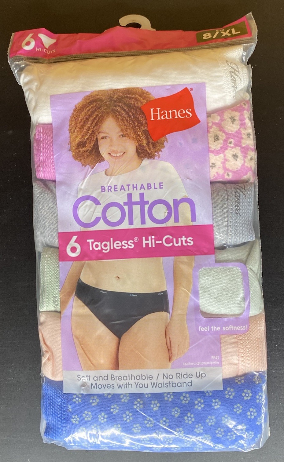 Hanes Tagless High Cut 6 Pack Breathable Panties Size 8 / XL NIP