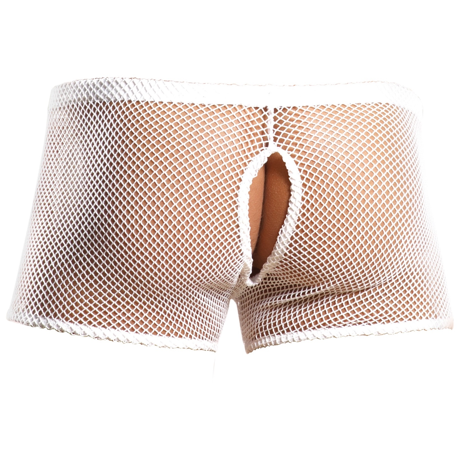 Sissy Pouch Fishnet Boyshorts Panty w/ Open Back for Men