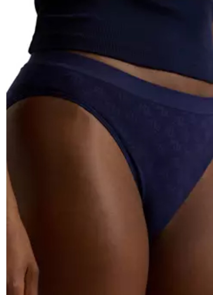 Ralph Lauren Women’s Monogram Mesh Jacquard Bikini Brief Underwear Navy XS