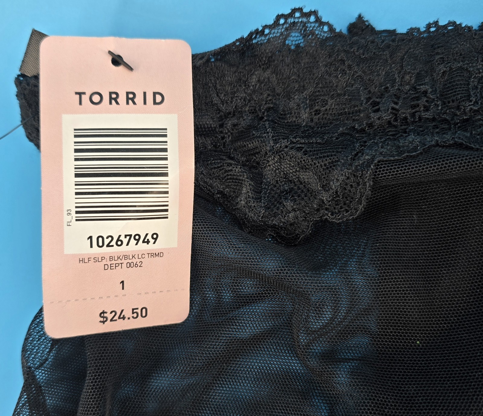 Torrid Black Satin Lace Half Slip Skirt Size 1 (14-16) Mesh 12.5″ Goth Fairy NWT