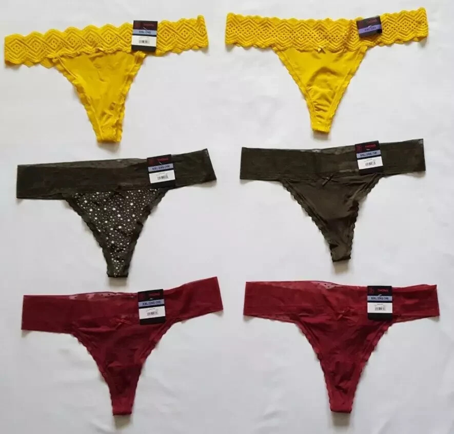 No Boundaries Microfiber & Lace Thong Panties (LOT OF 6) Size XXL(19) Multicolor