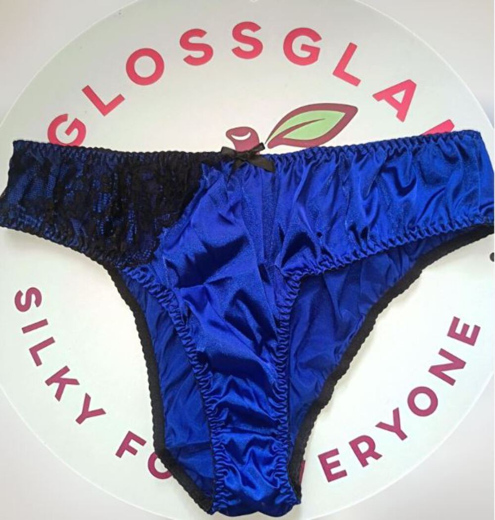Women’s royal blue satin panties soft plus size silky knickers size XL 16-18