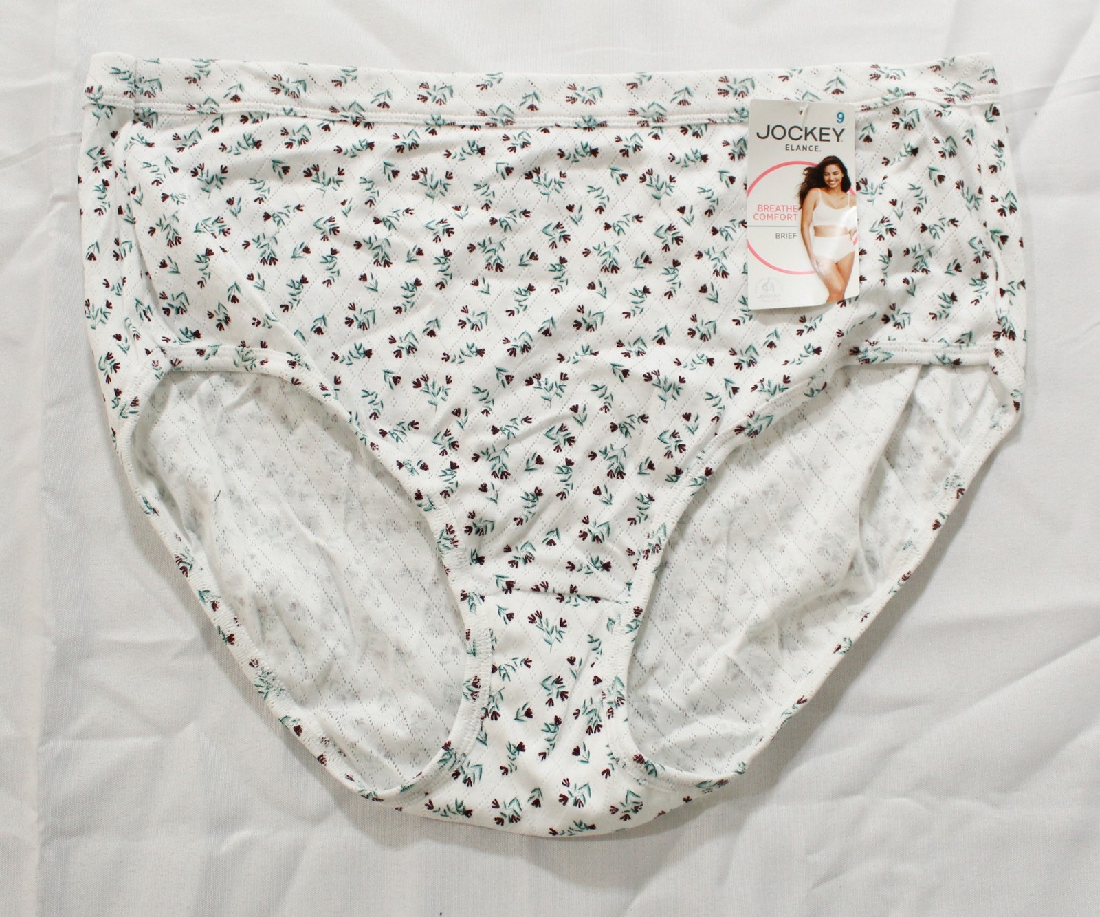 Jockey Women’s Elance Breathe Comfort Pointelle Brief Panty ZG3 White Size 9/2XL