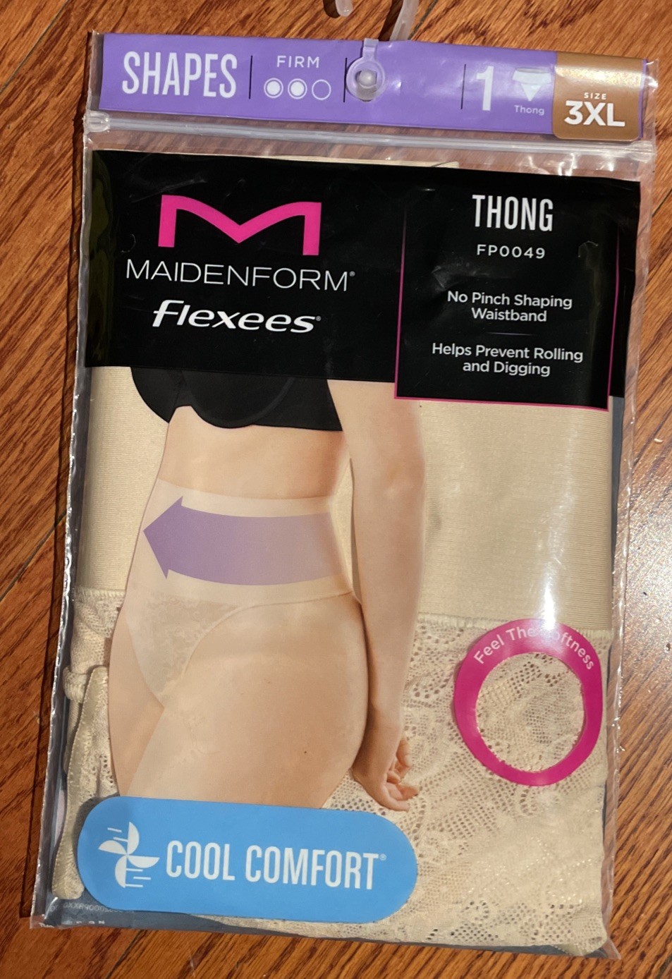 Womens Thong Panty Maidenform Flexees Nude Firm Size 3XL