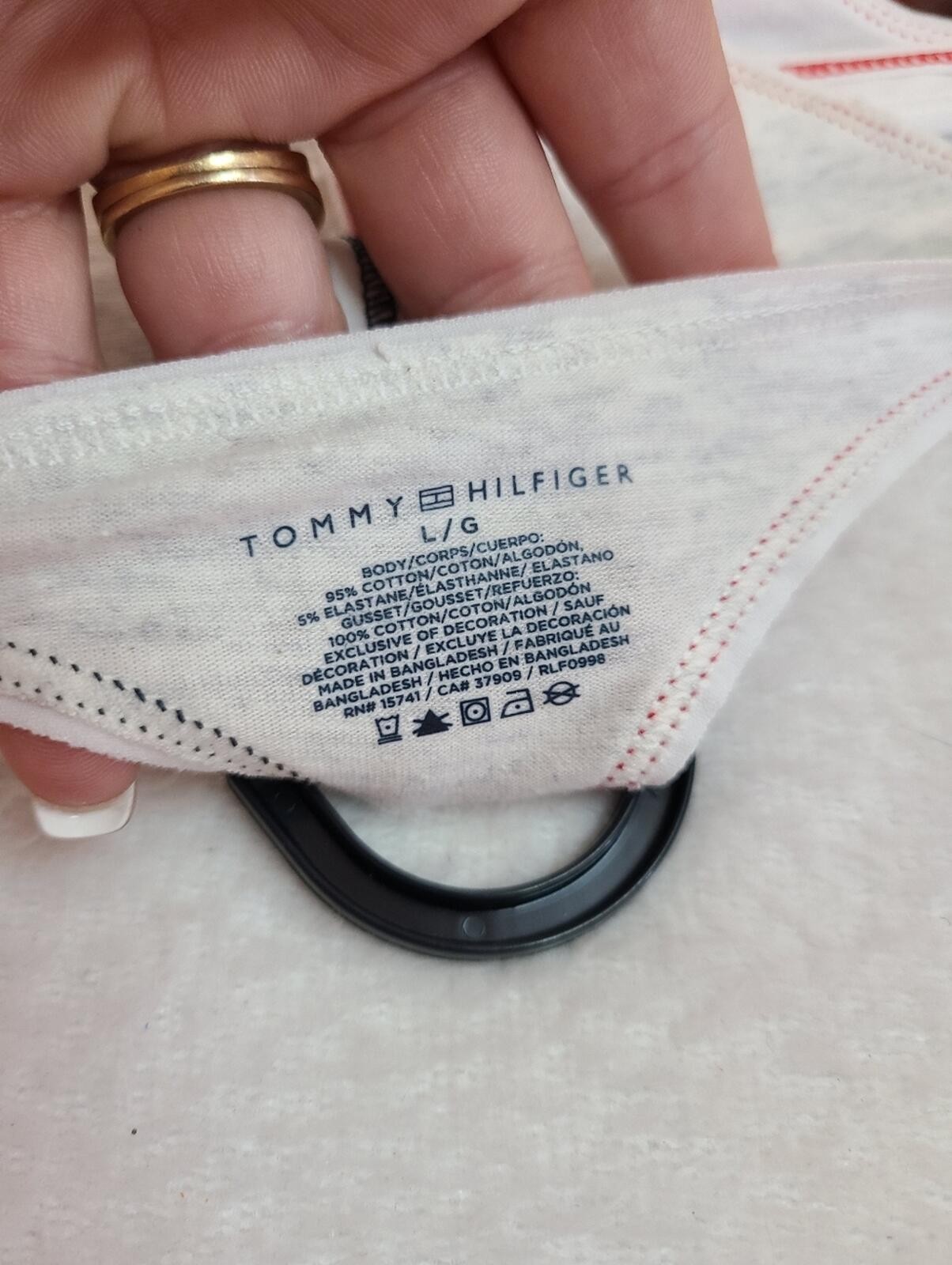 Tommy Hilfiger 3pk Retro Cotton Double String Thong Panties Size Lg NWT