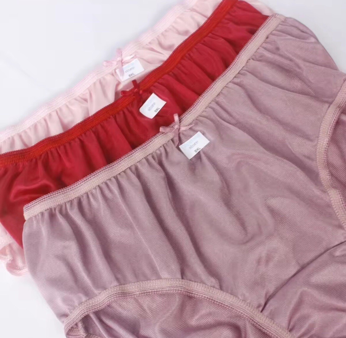 6-Pack Women Bikini Panties XL Nylon Red Waist 30-36” Hip 38-44” Soft Briefs