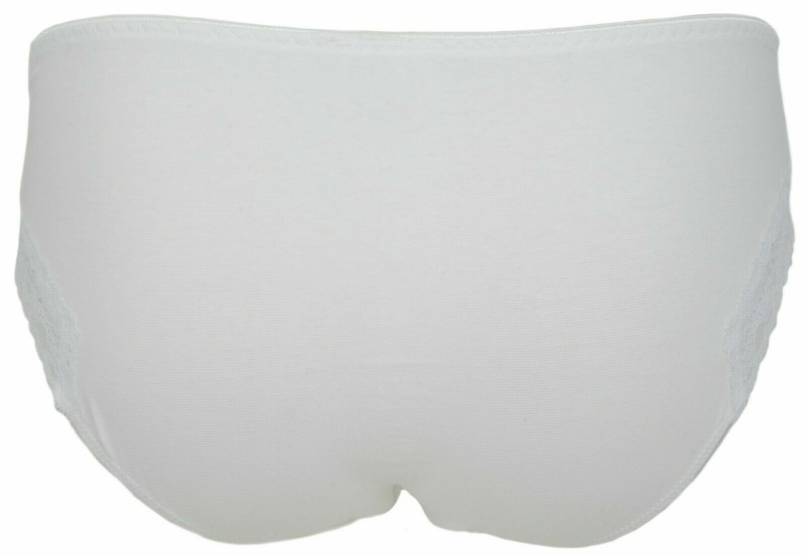 3X White Knickers Jersey Cotton Lace leg Trim Detail High Leg UK 18 20 22 24 E9