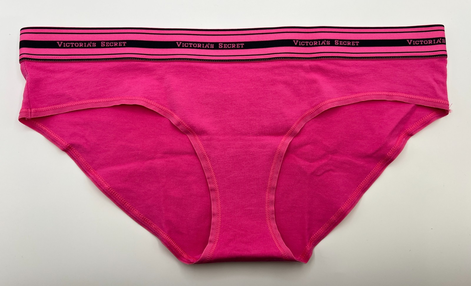 VICTORIA’S SECRET PANTIES SIZE LARGE L HOT PINK COTTON BIKINI HIPHUGGER LOGO NWT