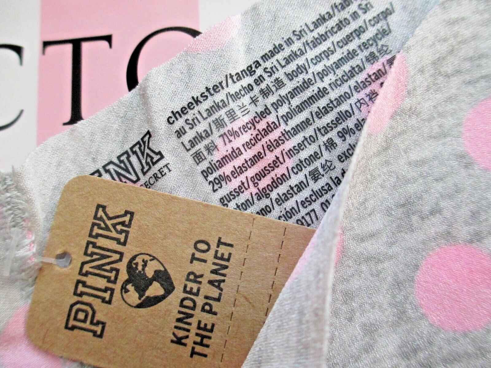 VICTORIA’S SECRET PINK No Show Cheeky Panty S 2XL Pink Gray NWT Polka Dot VS