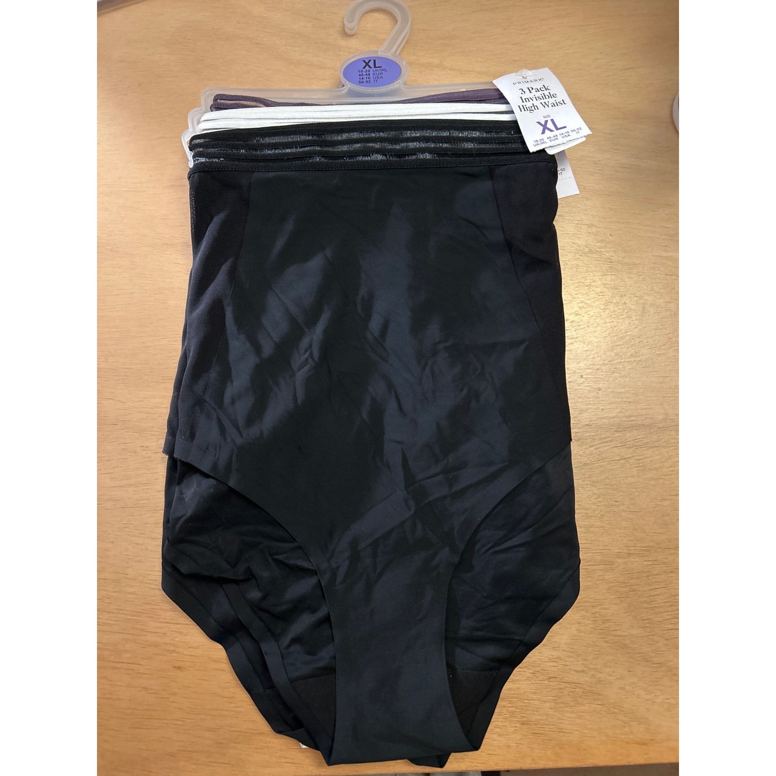 New Womens Primark 3 Pack High Waist Invisible Briefs Black Brown White XL 14-16