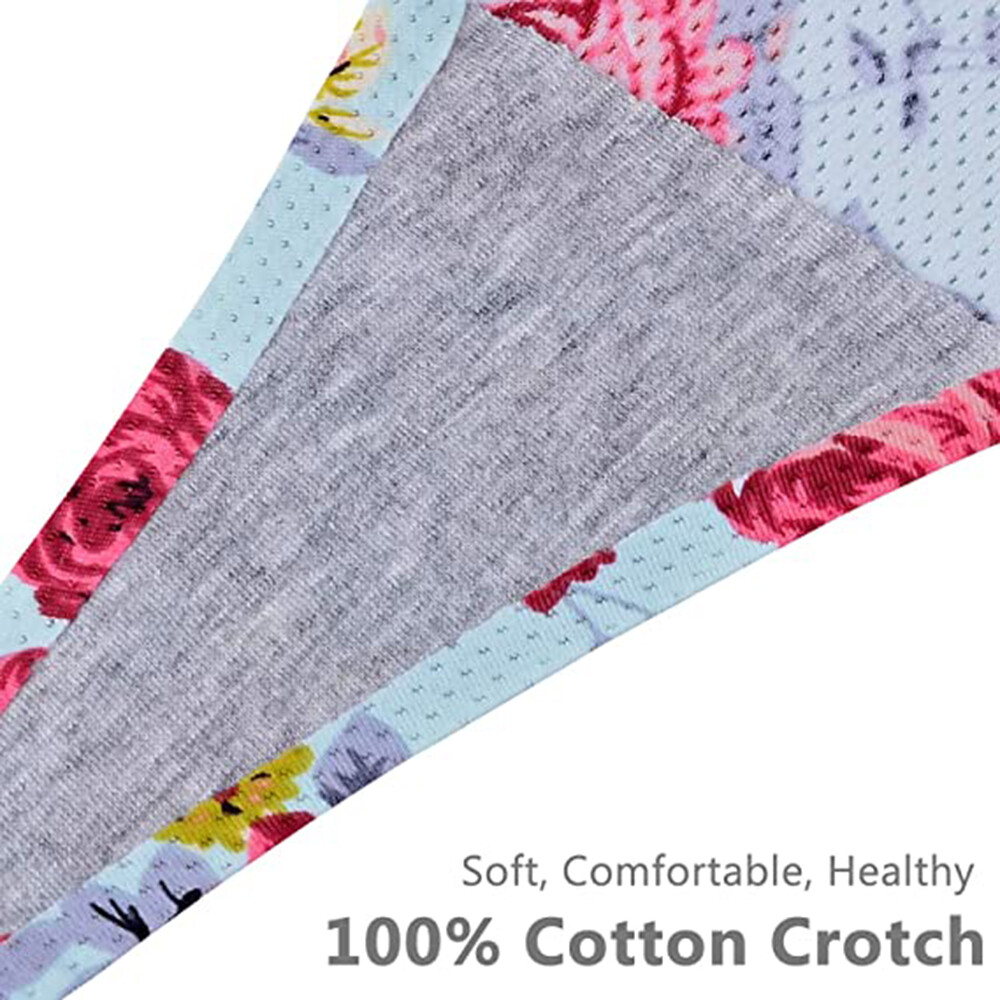 Thongs for Women Seamless Breathable Underwear No Show Floral Print Panties XS-L