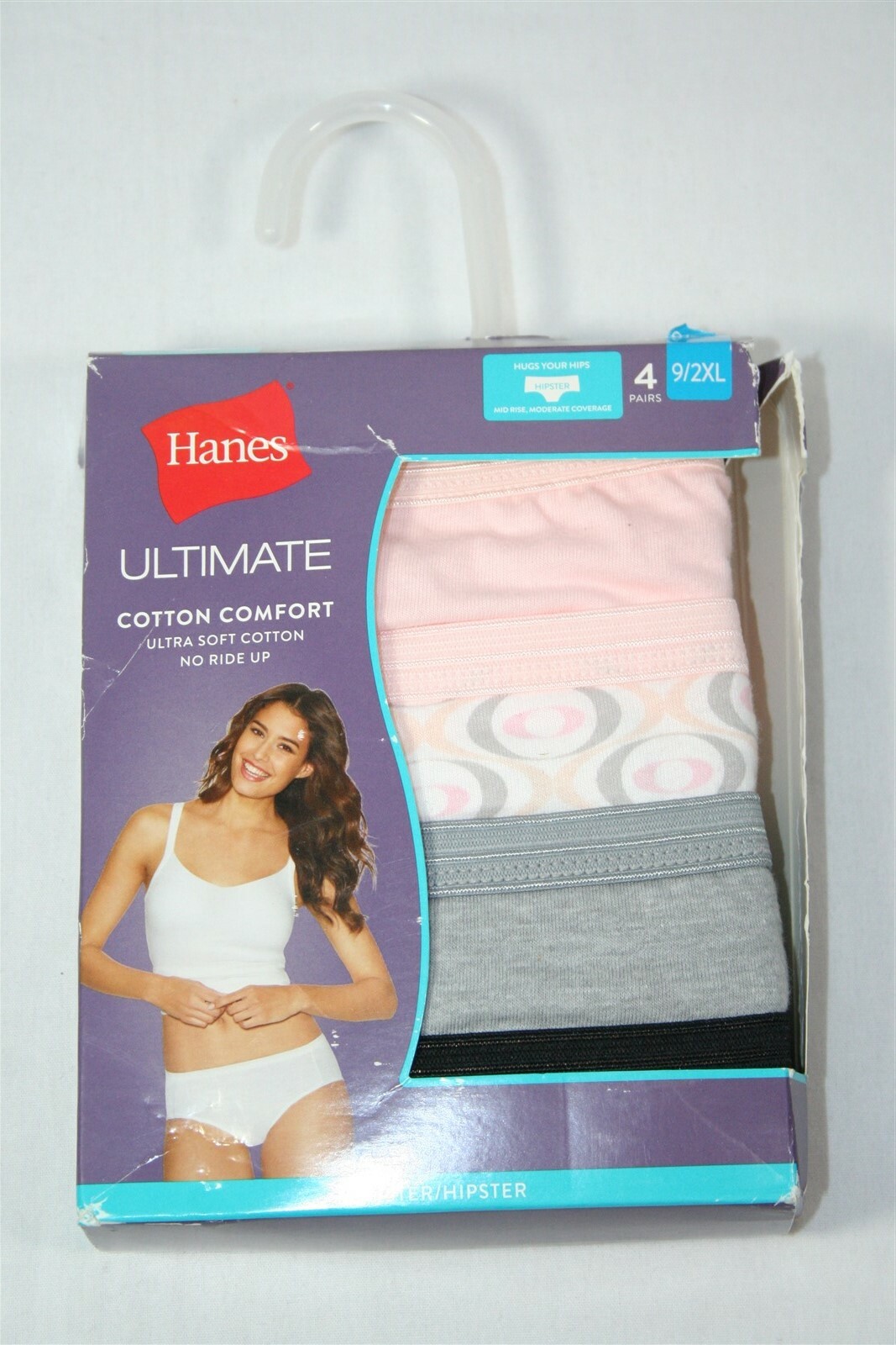 947X09 Hanes 41KUC5 Ultimate Cotton Comfort Hipster Panties (4-Pack) 9/2X Asst