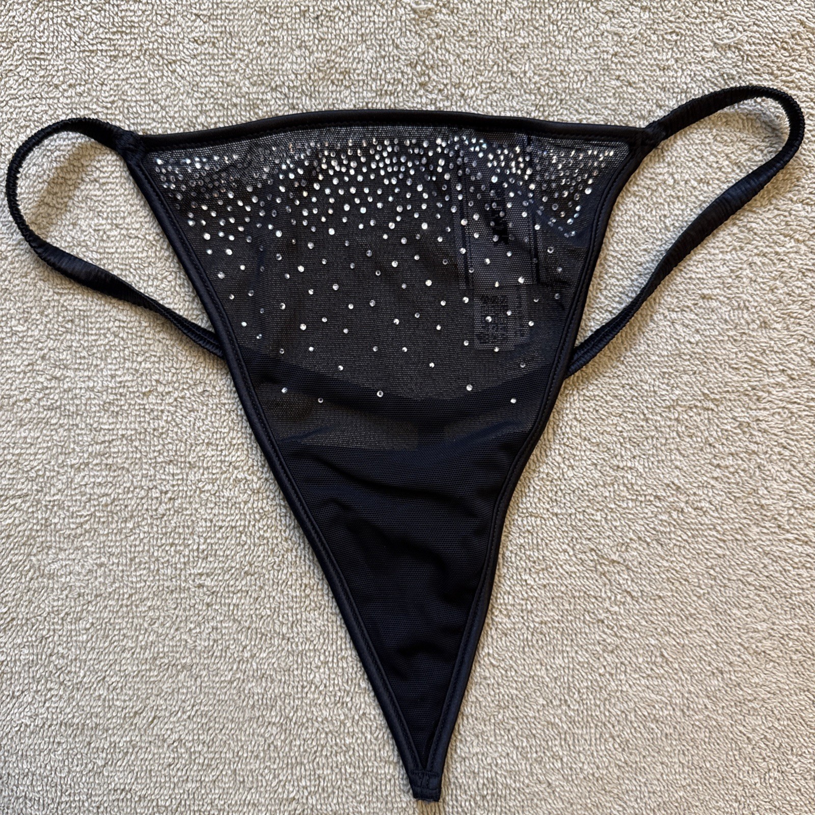 Pink By Victoria’s Secret Medium Black Sheer Bling V String Panties