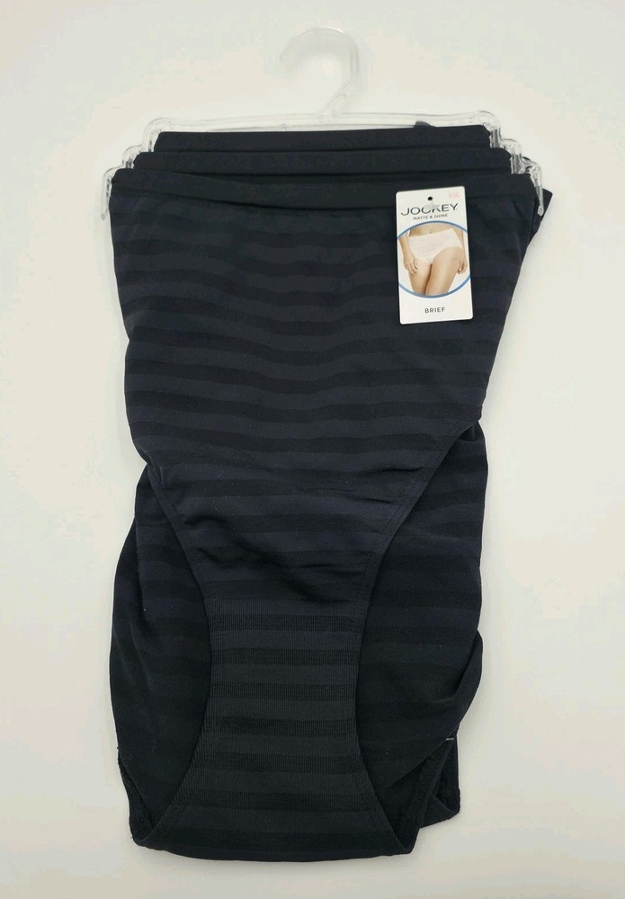 NEW Jockey Brief Panties Womens 3XL Black Microfiber Matte & Shine Seamfree 3 pr