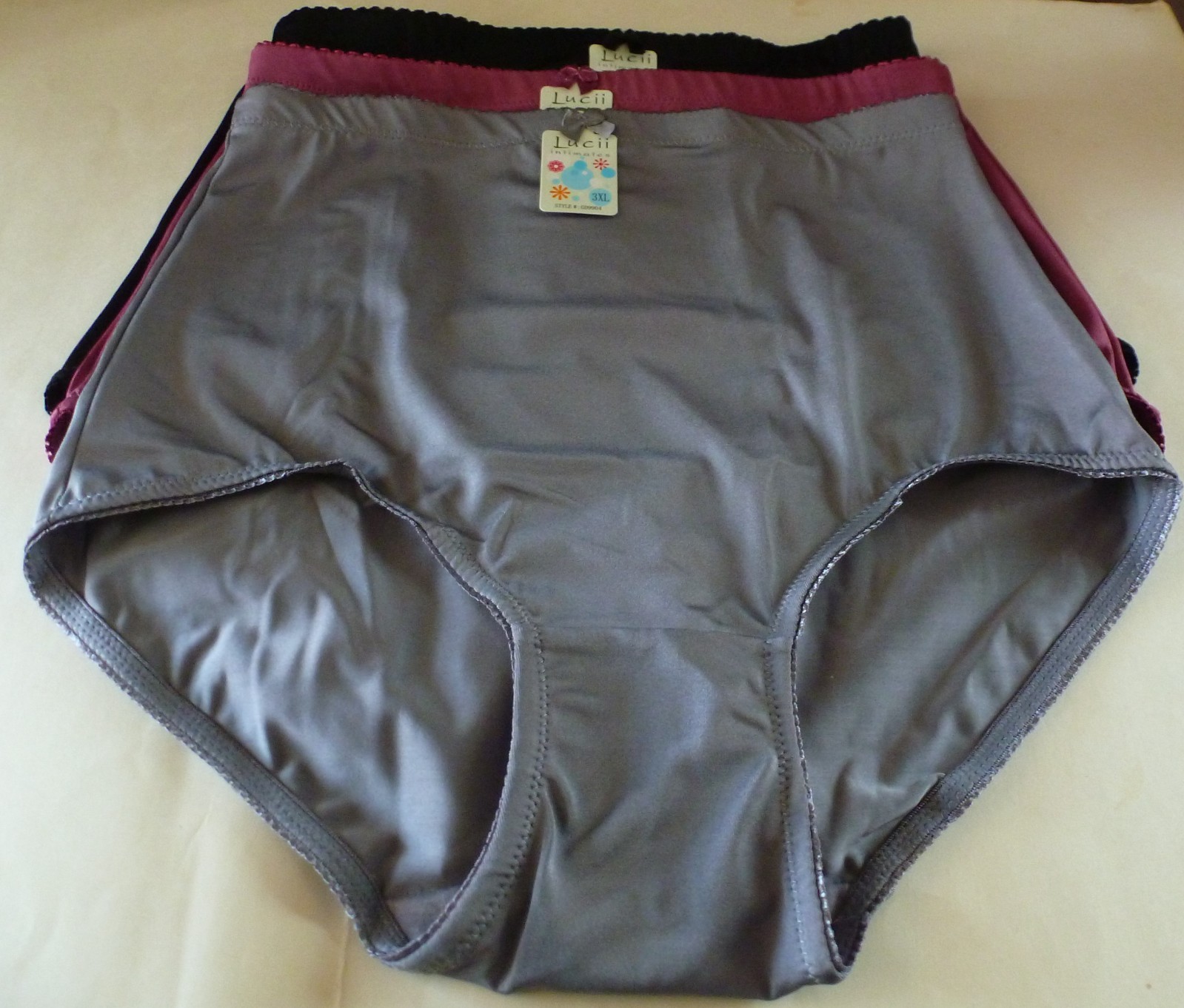 LUCII 4-WAY STRETCH UNDERWEAR 3 FULL BRIEF PANTIES SPANDEX 2XL, 3XL, 4XL & 5X
