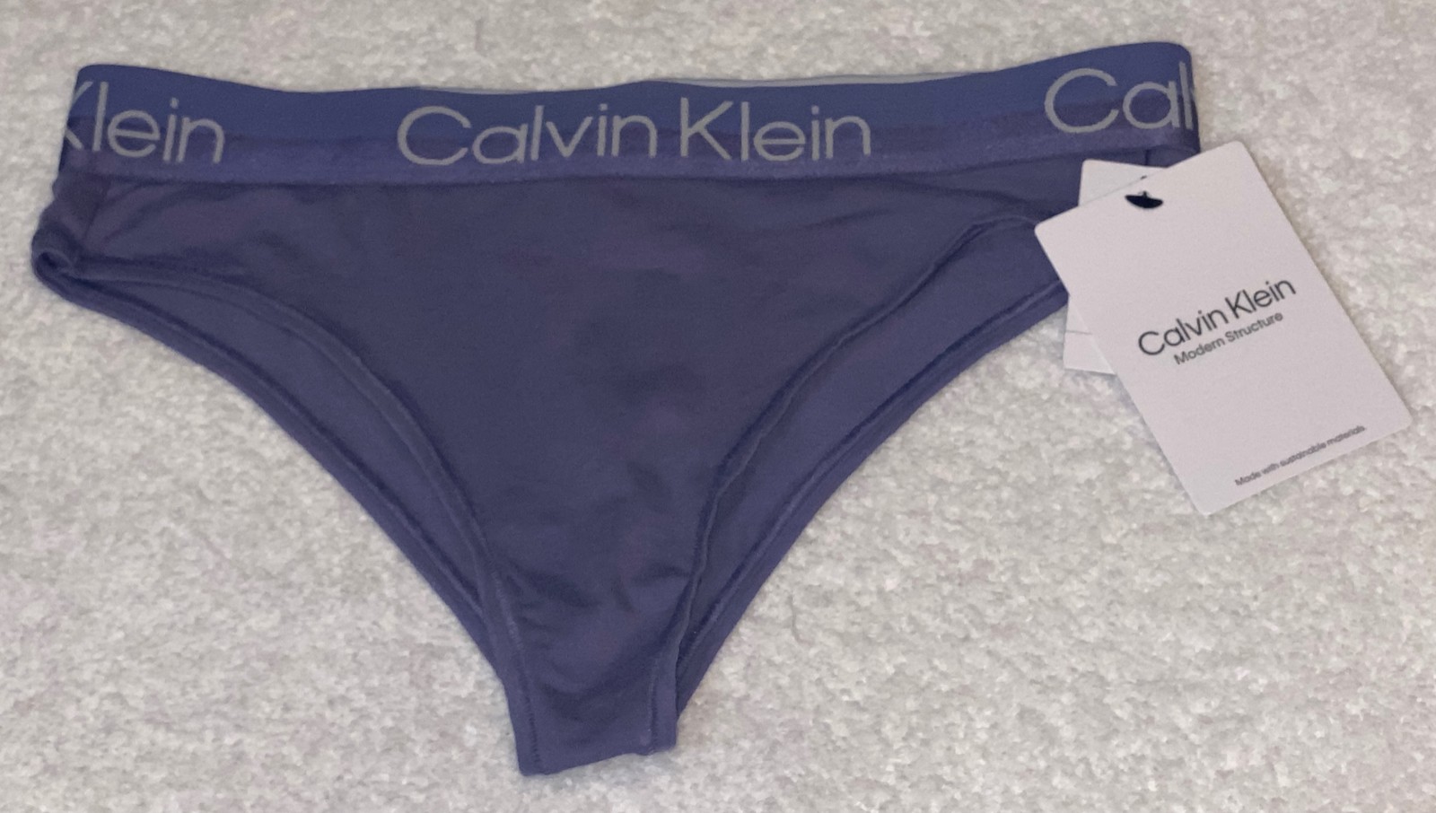 CALVIN KLEIN Modern Structure Cotton Denim Blue Brazilian Panty Womens Sz XS 4