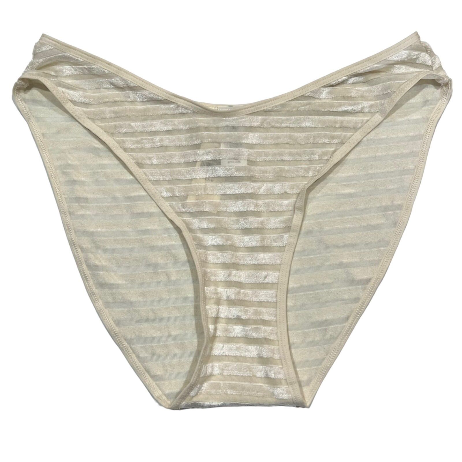 NWT AERIE High Cut Bikini Pantie XS-S-M-L-XL Ivory Cream Velvet Stripe