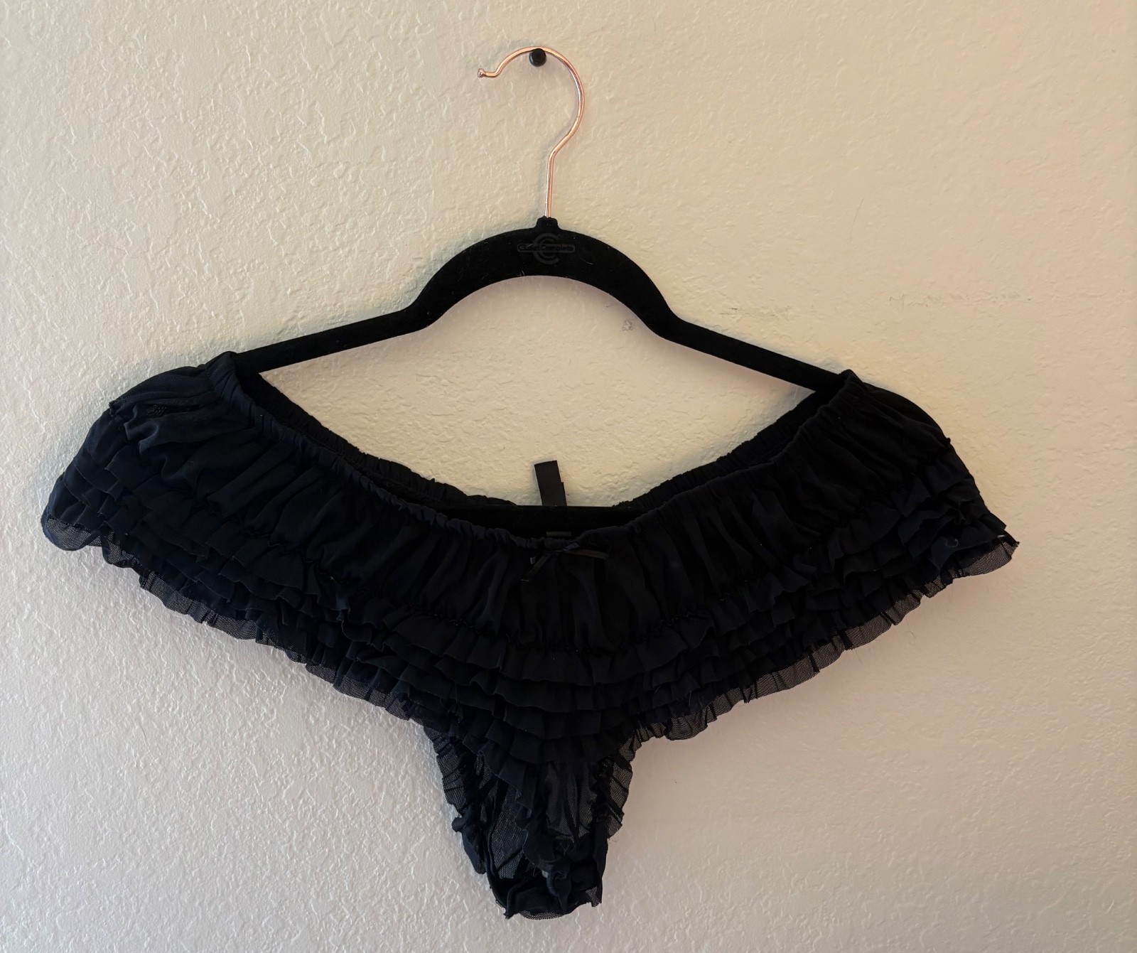 Torrid Women’s Black Ruffle Mesh Panties Size 3 Plus Sheer Lingerie Bow Sexy EUC