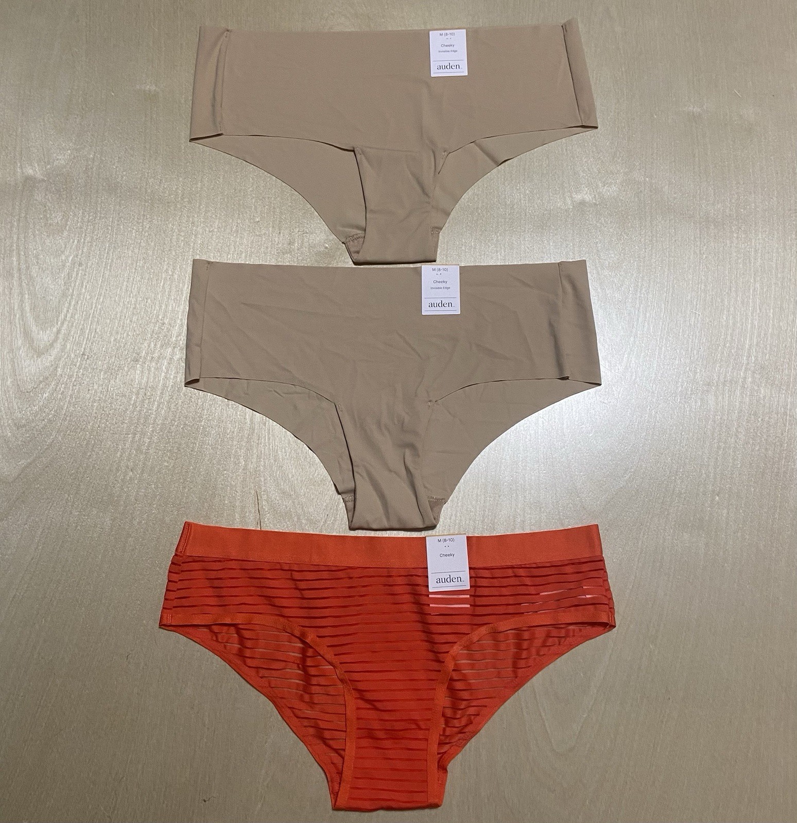 Auden Women’s Size Medium (8-10) Seamless Lace Low-Rise Cheeky Panties 3 Pack