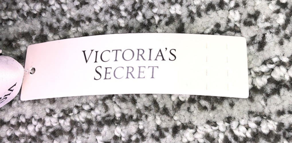 Victoria’s Secret NWT XL Black Plaid Shine Patch Thong Panty Logo Rhinestone