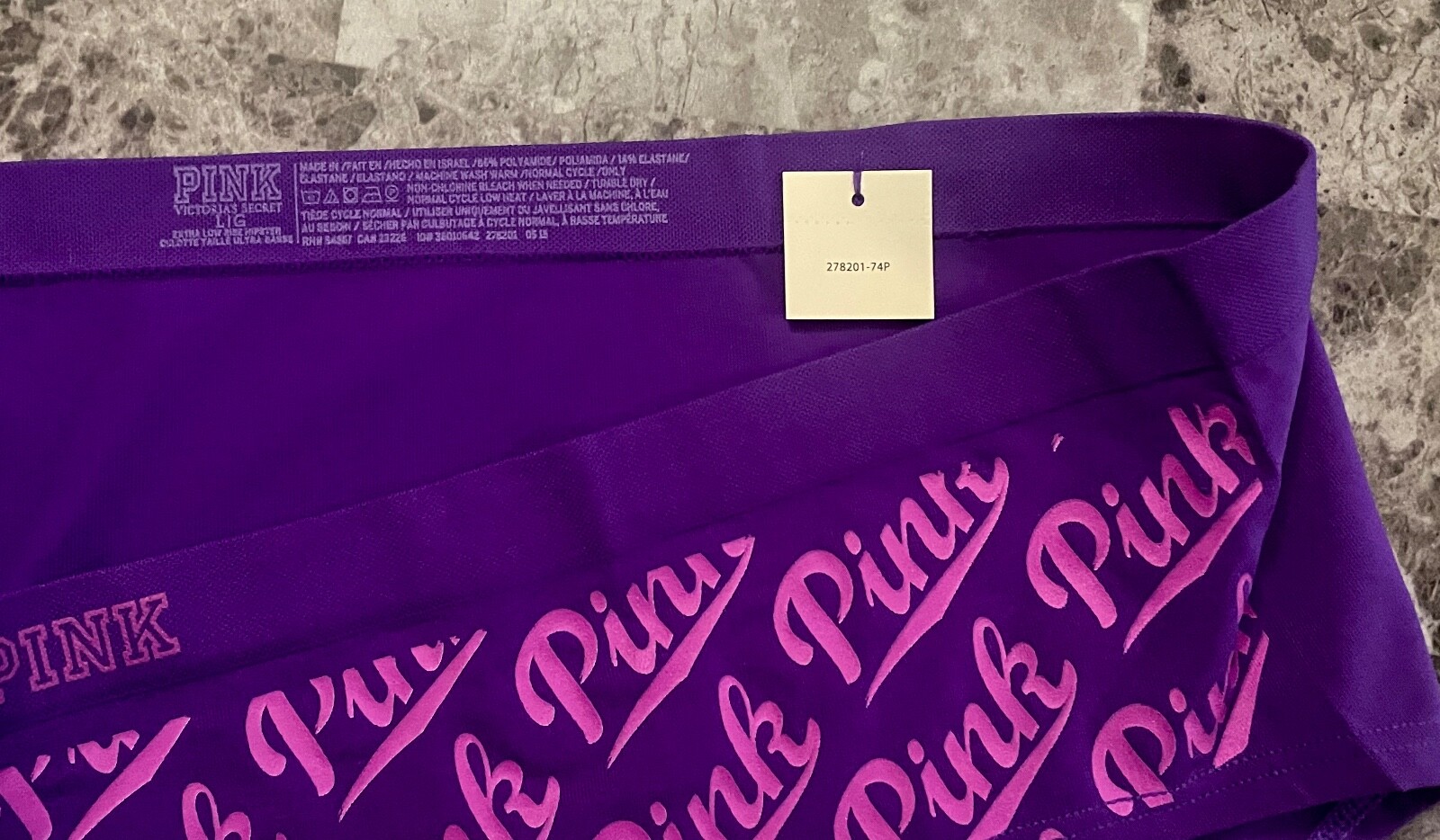 NWT VICTORIA’S SECRET PINK LARGE PURPLE LOGO SEAMLESS RARE HIPSTER PANTIES