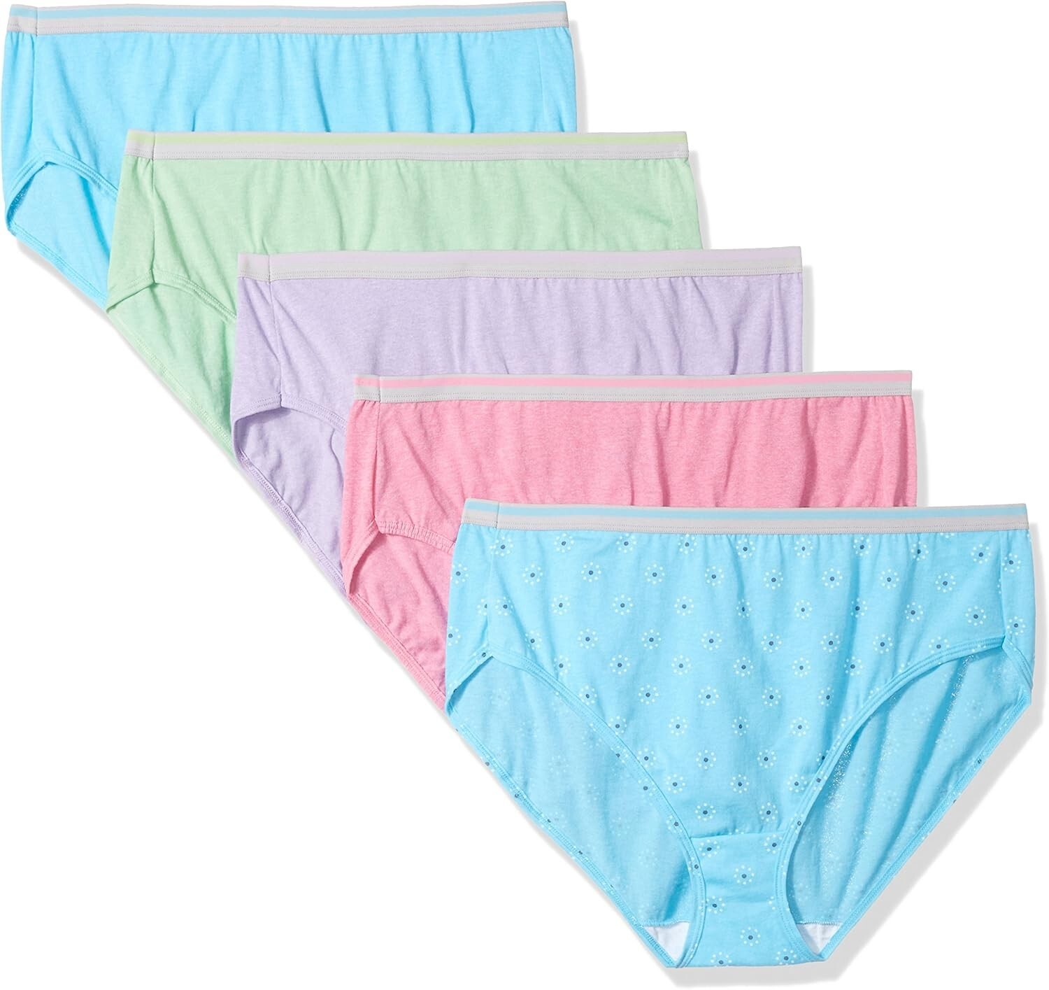 Fit for Me Women’s Plus Size Microfiber Hi-Cut Panties 5 Pack in Assorted Colors