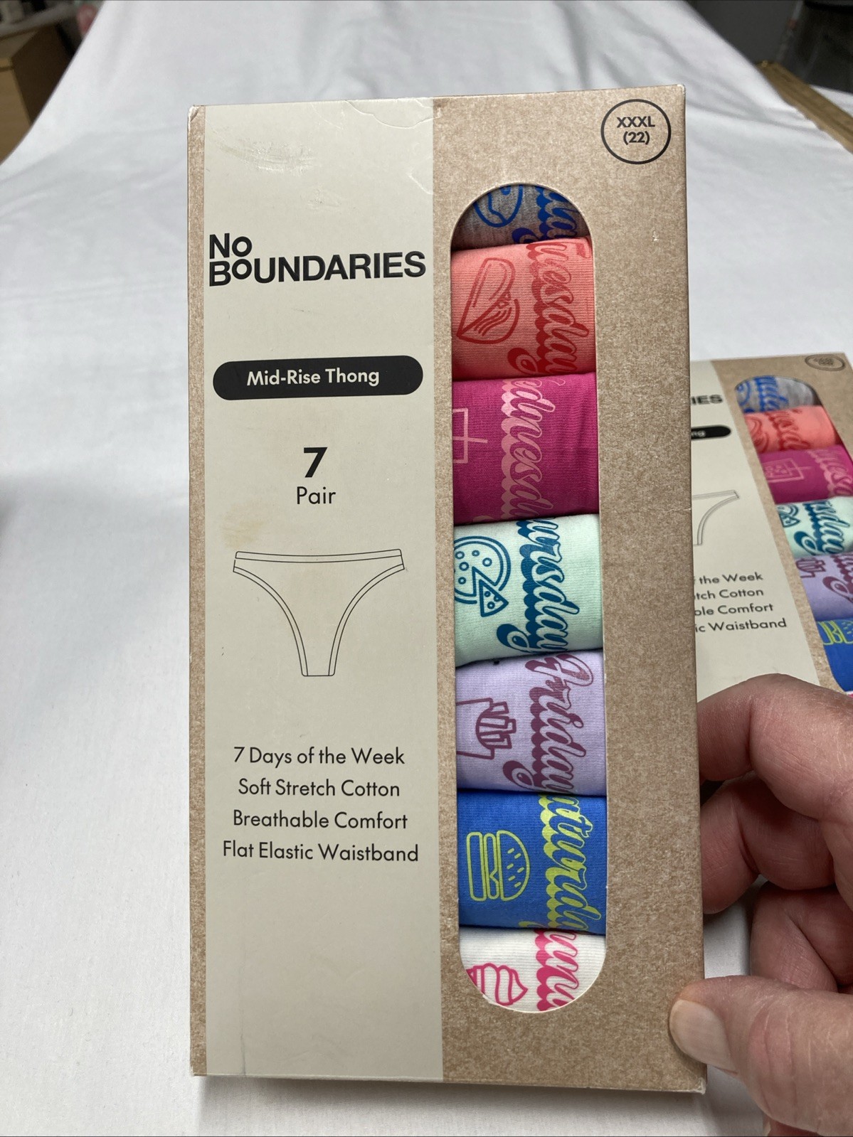 7 Pair No Boundaries Size 3XL (22) mid rise, thongs Women’s factory sealed