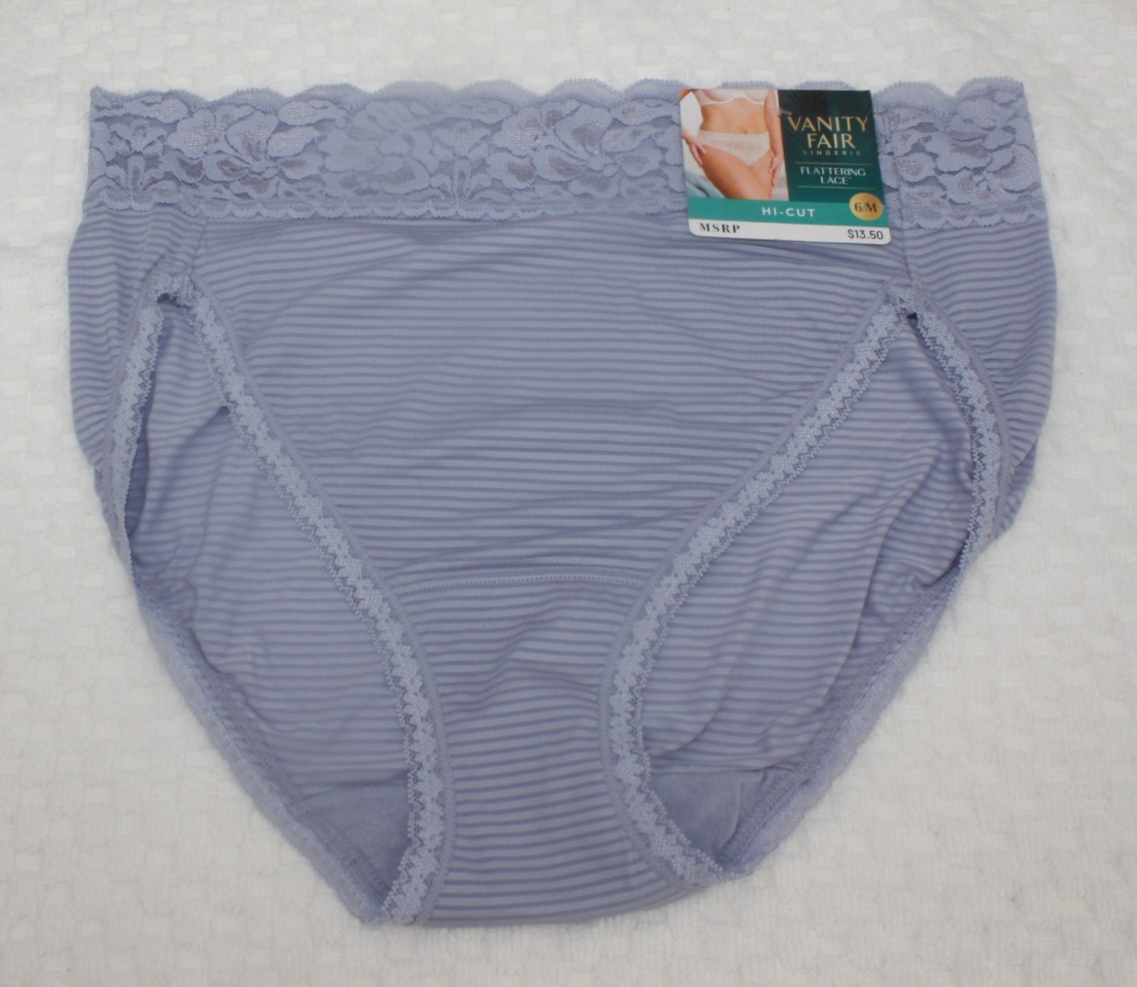 NWT set/3 VANITY FAIR FLATTERING LACE HI CUT 13280 BERRY ROMANCE BLUE LAVENDER