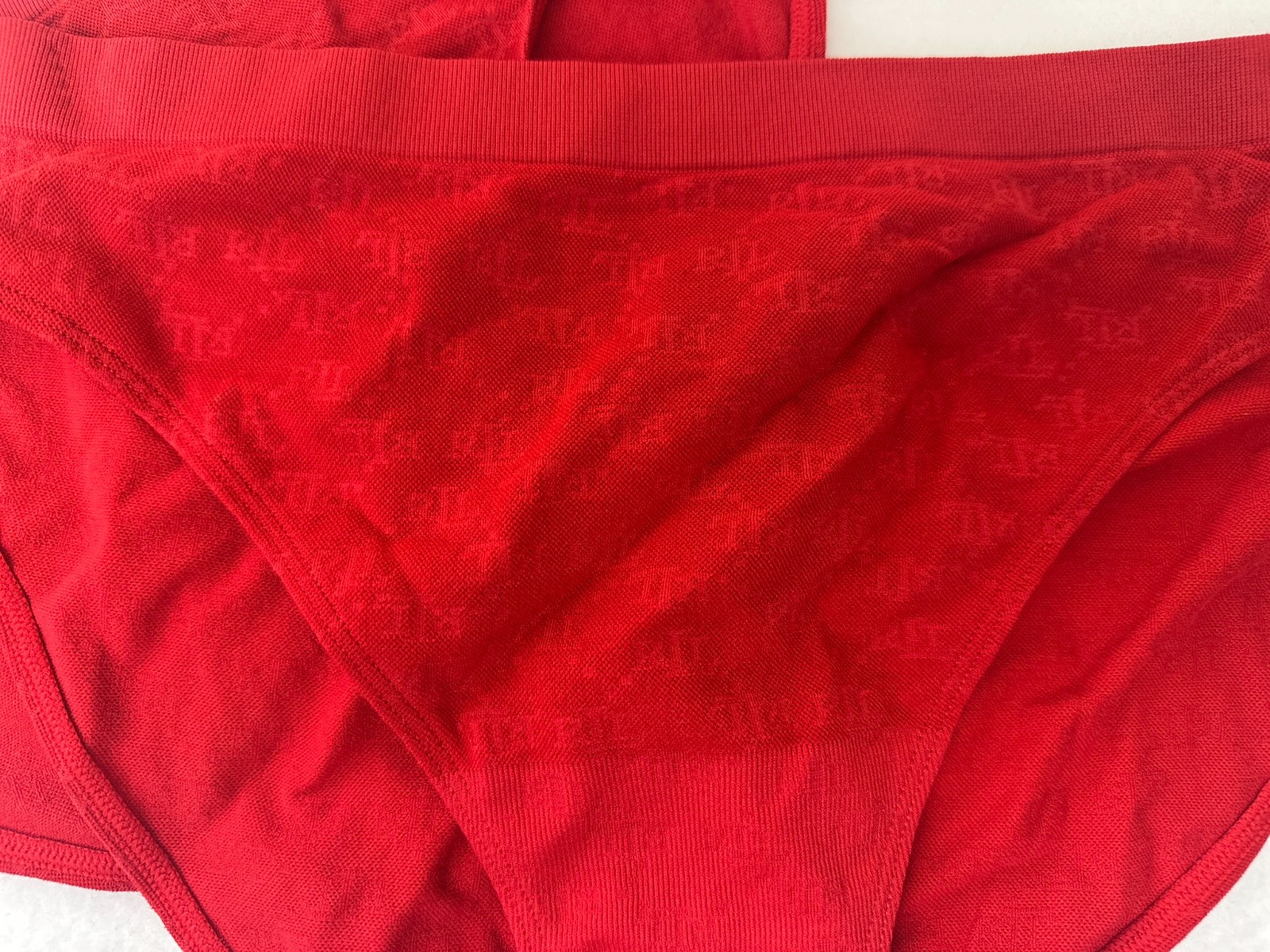 Lauren Ralph Lauren Underwear Bikini Brief Red Large Monogram Mesh Jacquard 2Pk