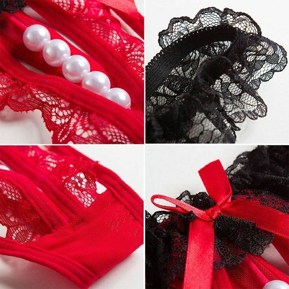 Sexy Womens Crotchles Pearl Panties Lace Thongs G-string Underwear T-back Panty